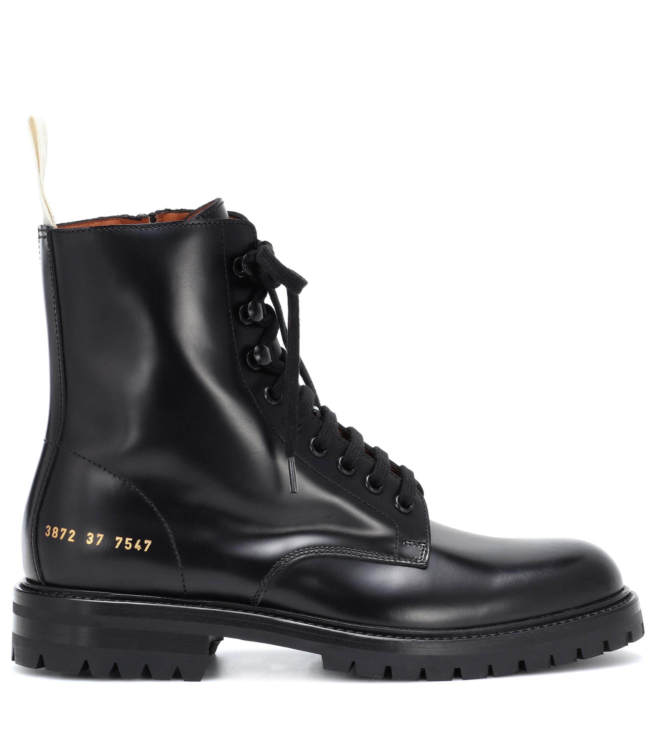 Common Projects Leather Combat Boots in Black - Lyst