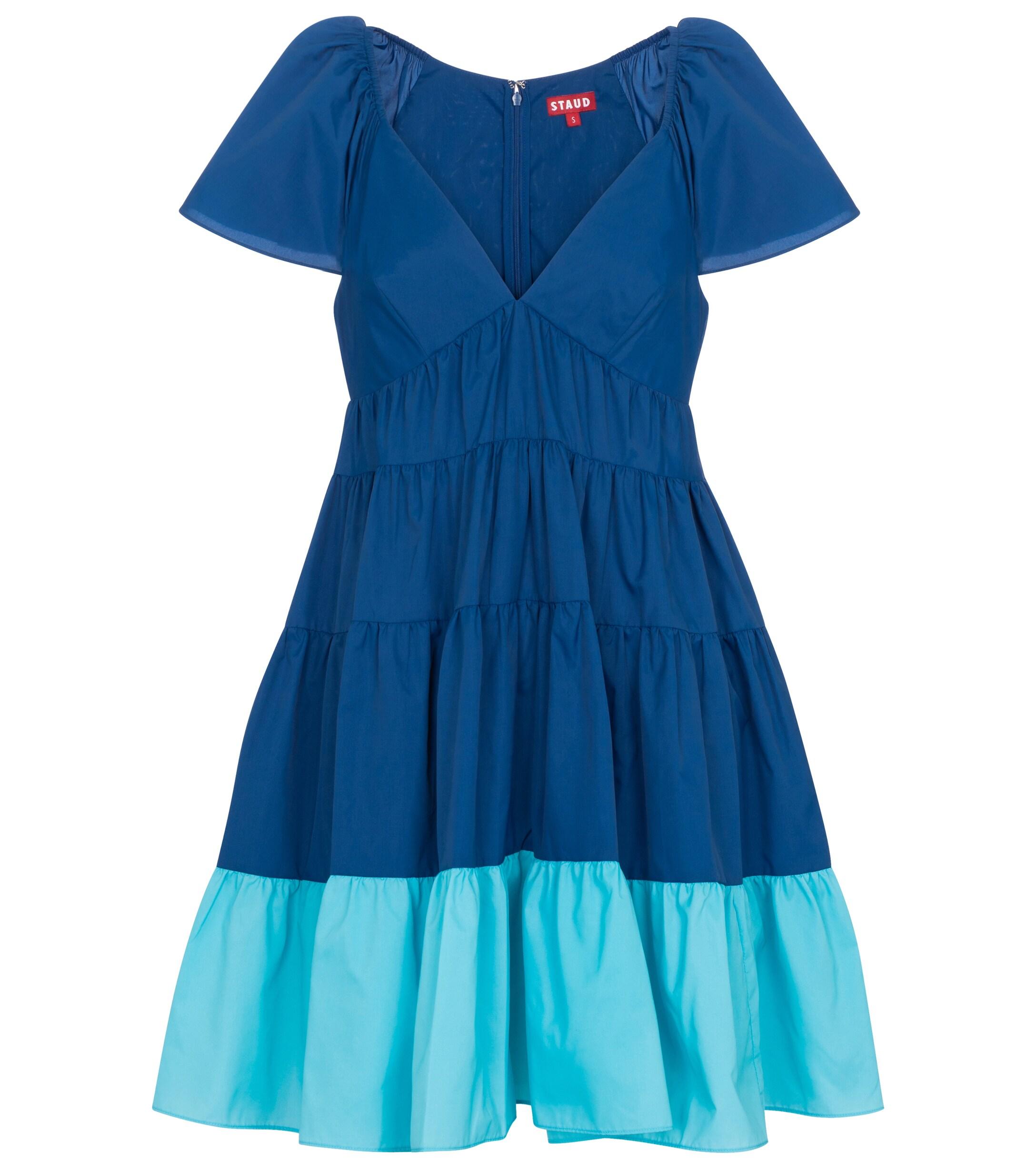 STAUD Corsica Tiered Taffeta Minidress 