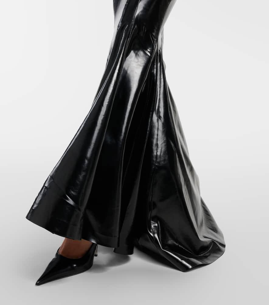Norma Kamali Open-Back Faux Patent Leather Maxi Dress in Black | Lyst