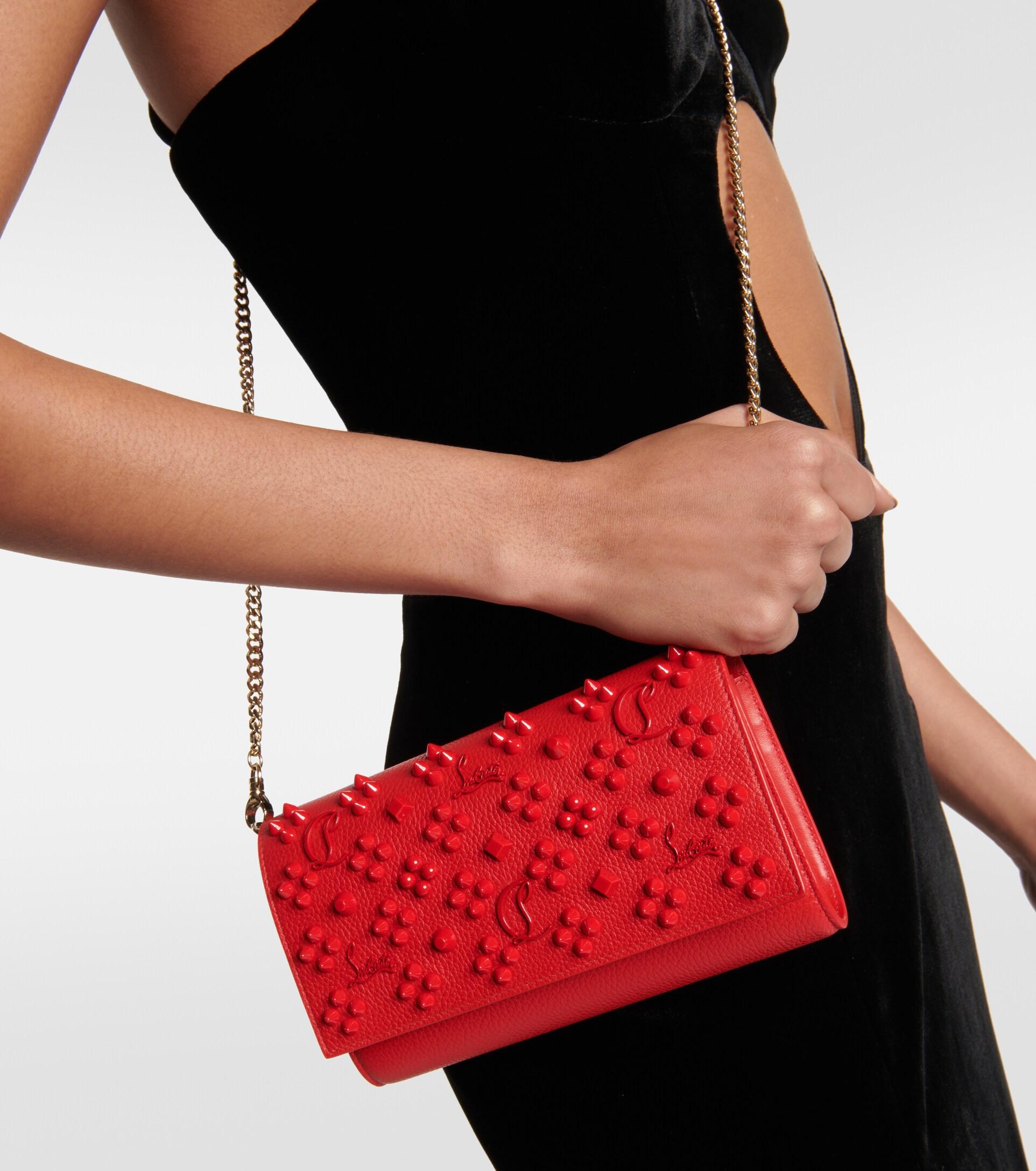 Louboutin Paloma Fold-Over Embellished Clutch Bag w/ Box - Boca Pawn