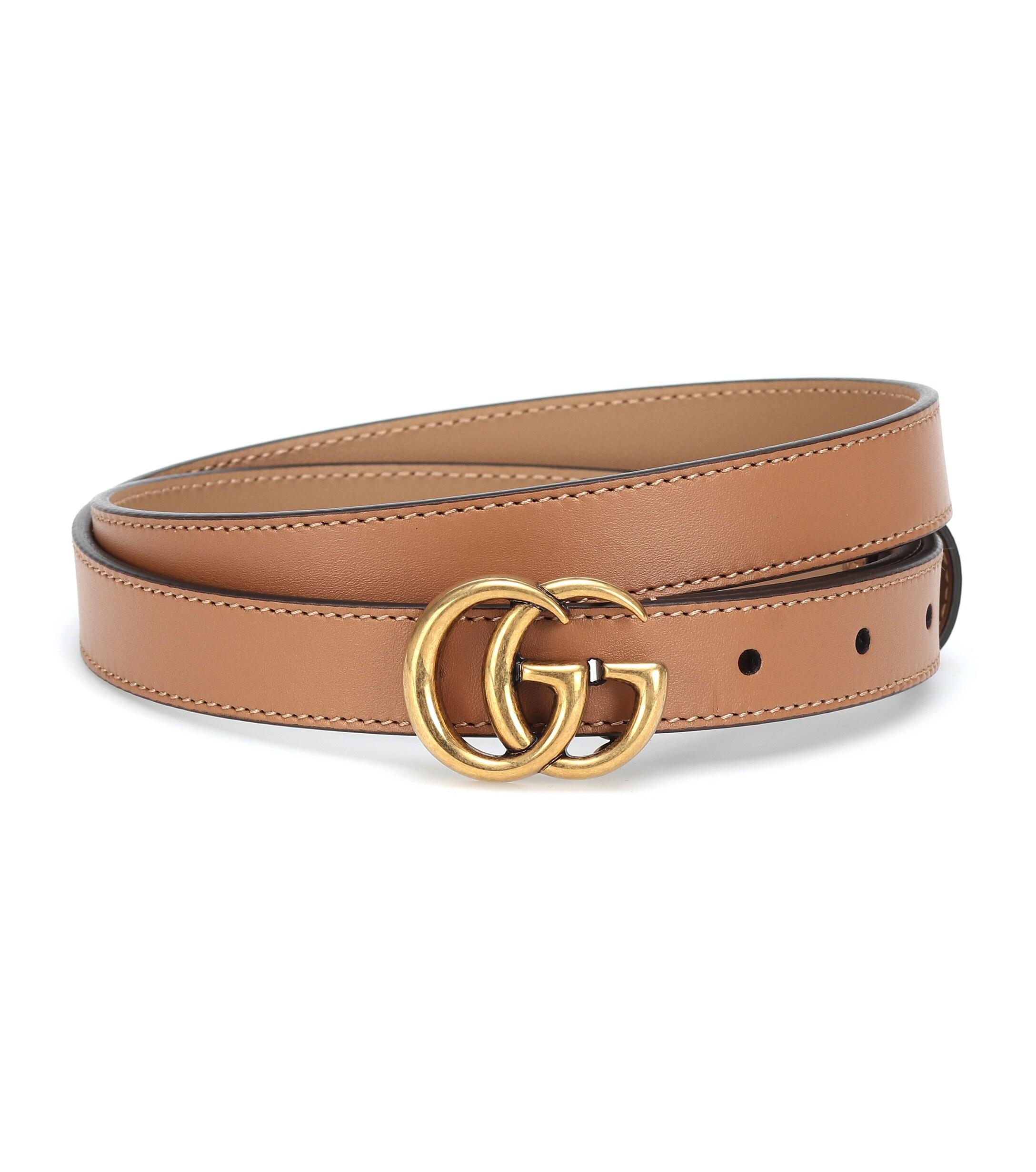 Gucci GG Leather Belt in Brown - Lyst