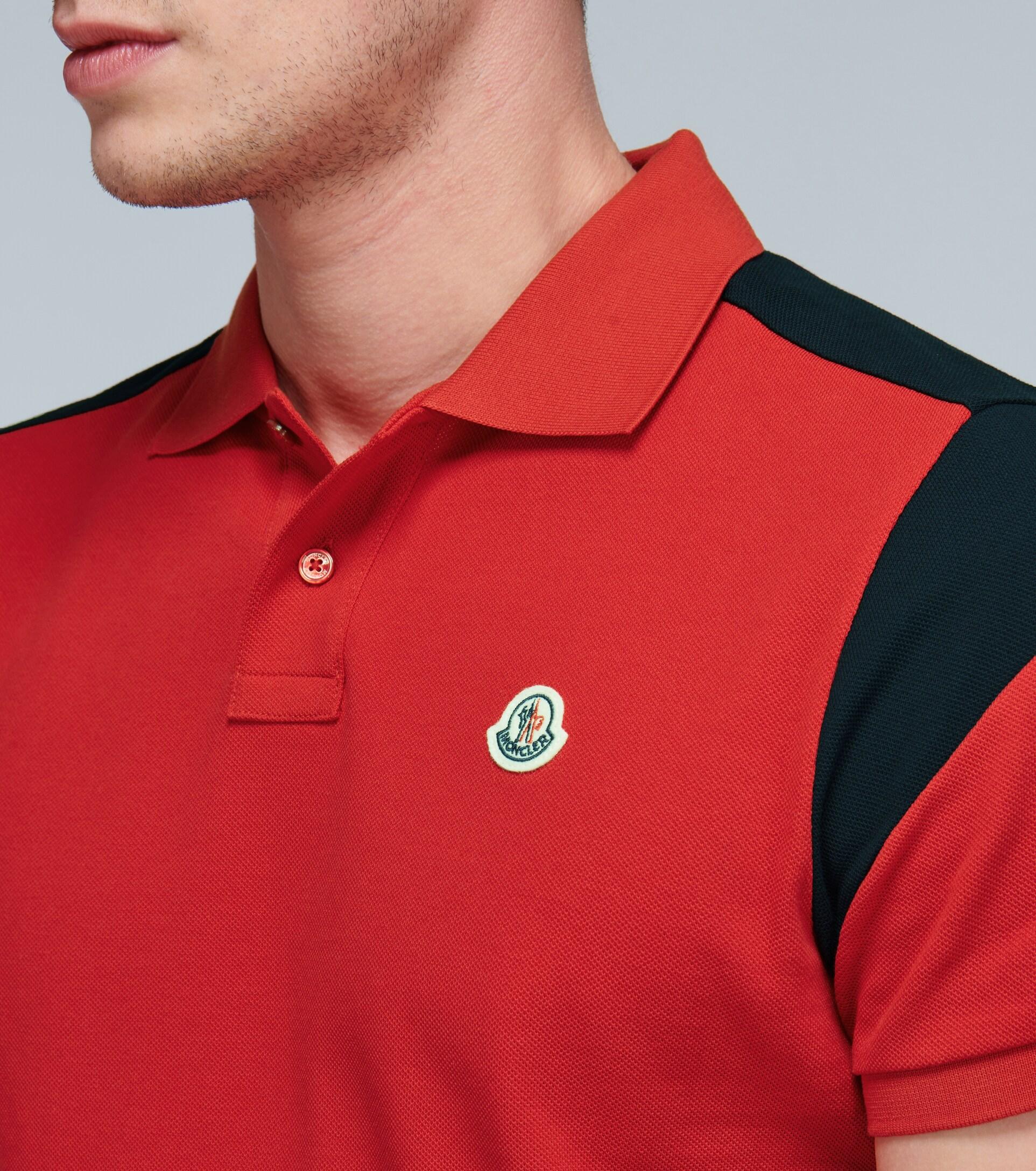 Moncler Paneled Cotton Polo Shirt in 