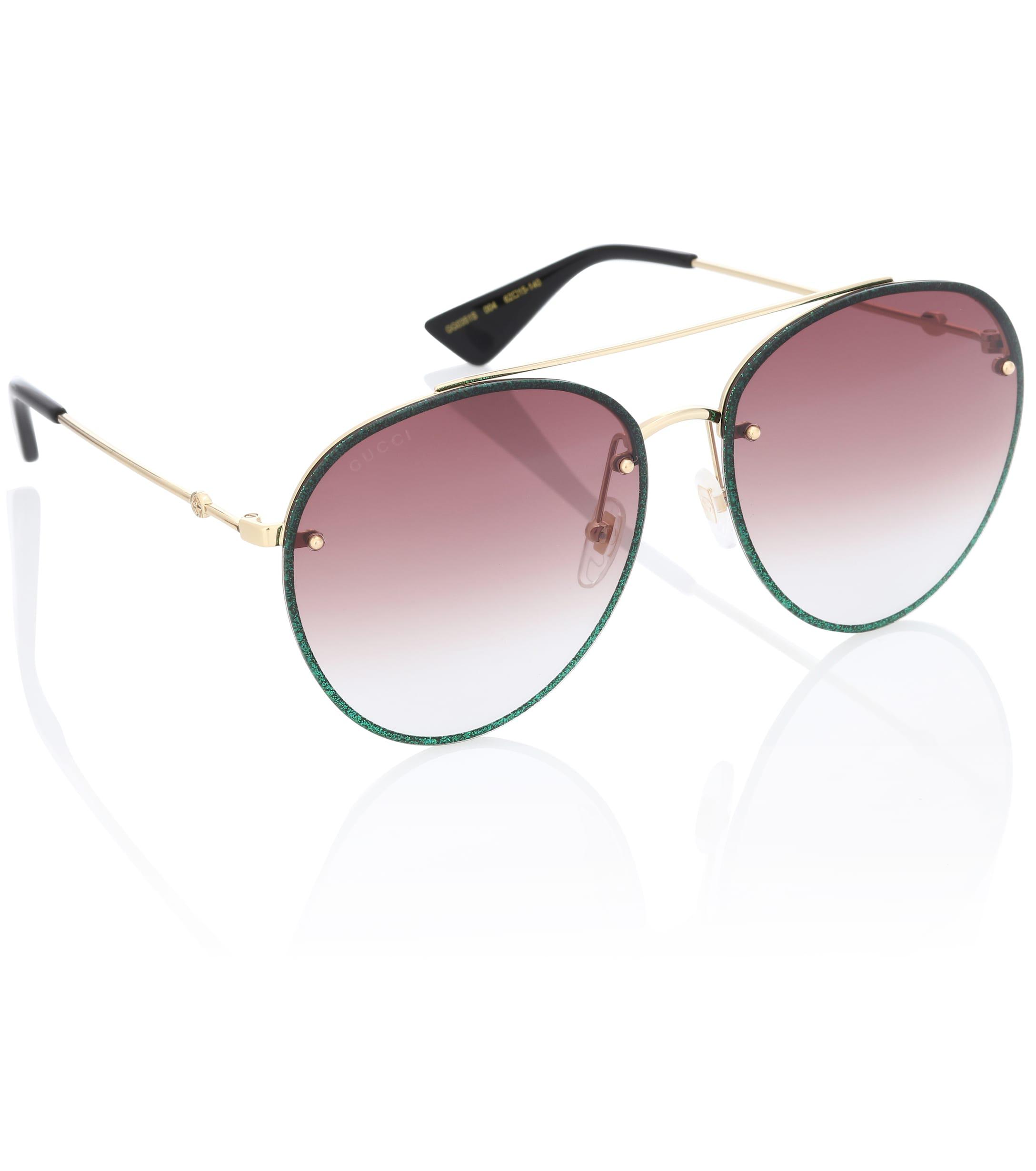 Gucci Glitter Aviator Sunglasses in Green | Lyst