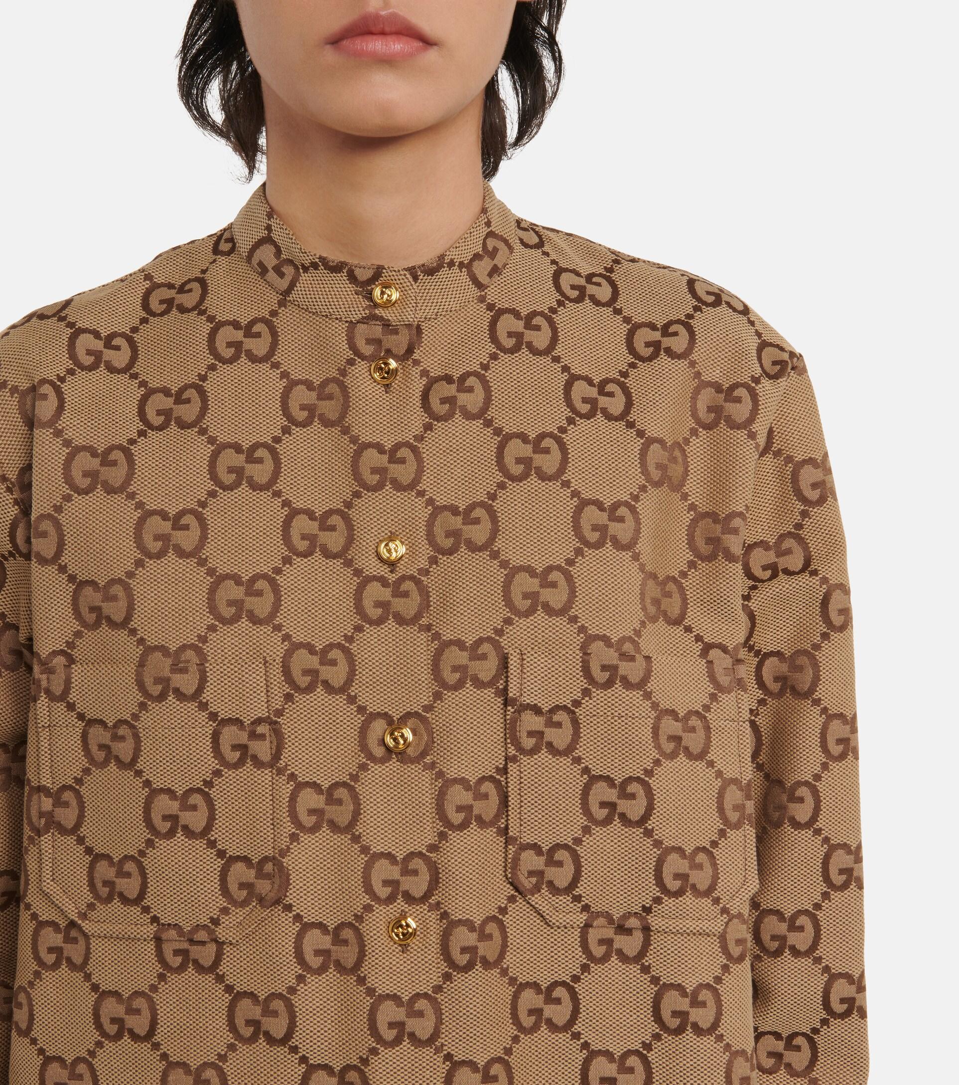 Gucci Women's Cotton-Blend Canvas-jacquard Shirt - Natural - Shirts