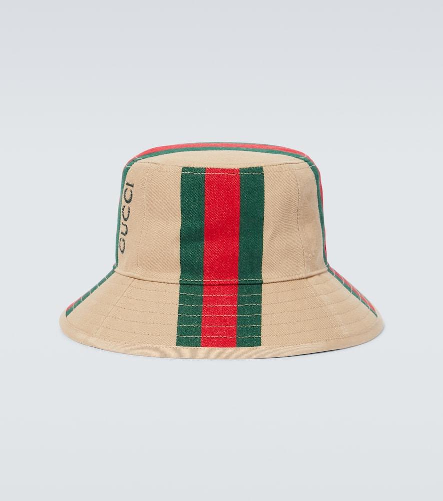 Gucci Printed Cotton Canvas Bucket Hat - L Gucci Logo Printed Cotton Canvas Bucket Hat in White for Men  main image 2