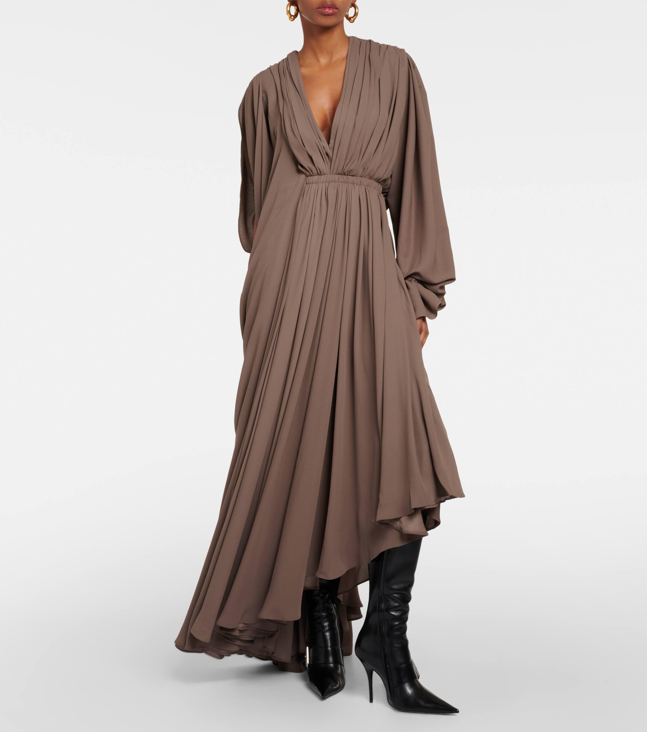 Balenciaga Women´s Brown All-In Asymmetric Crepe Maxi