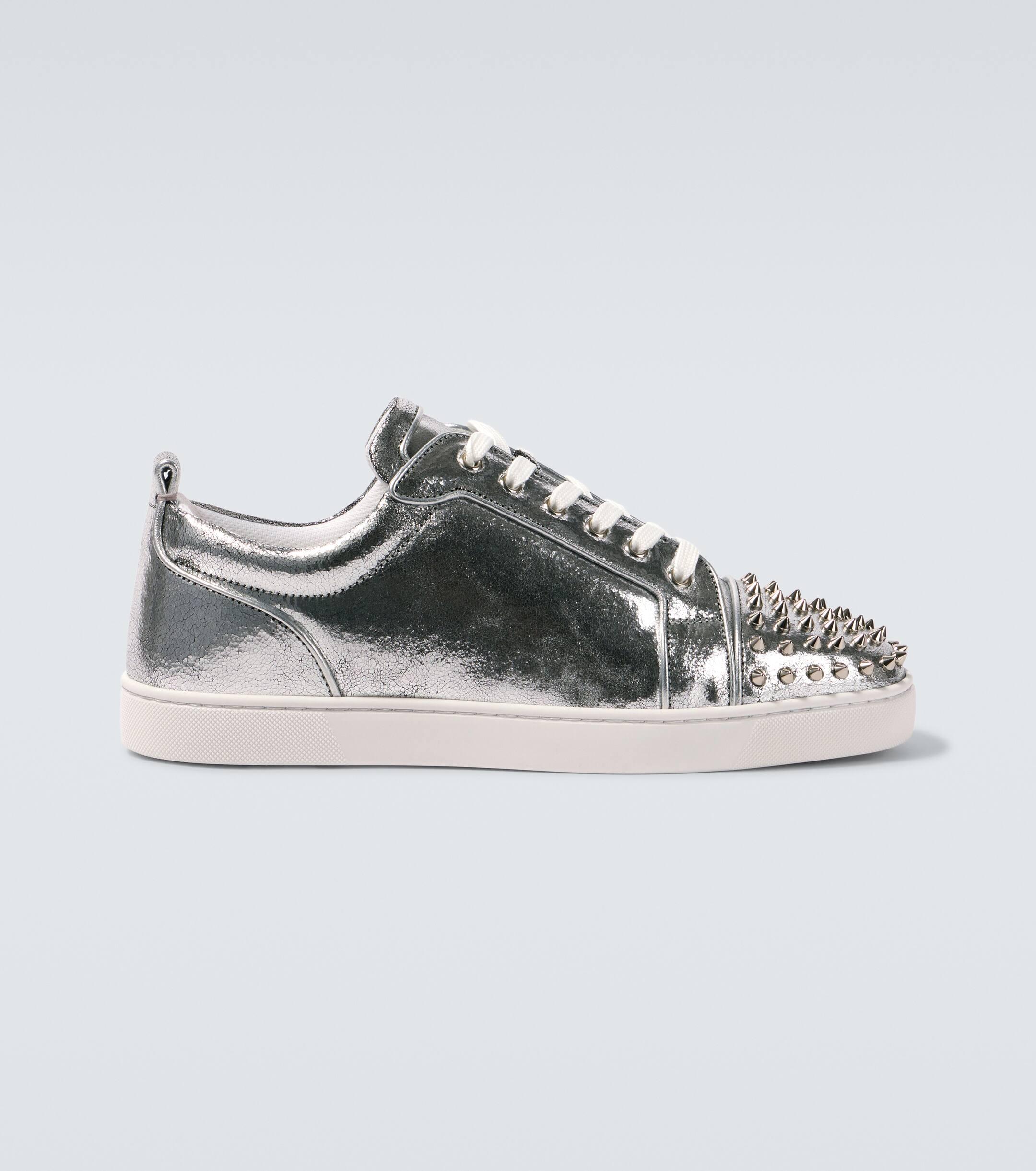 Silver christian louboutin sneakers hotsell