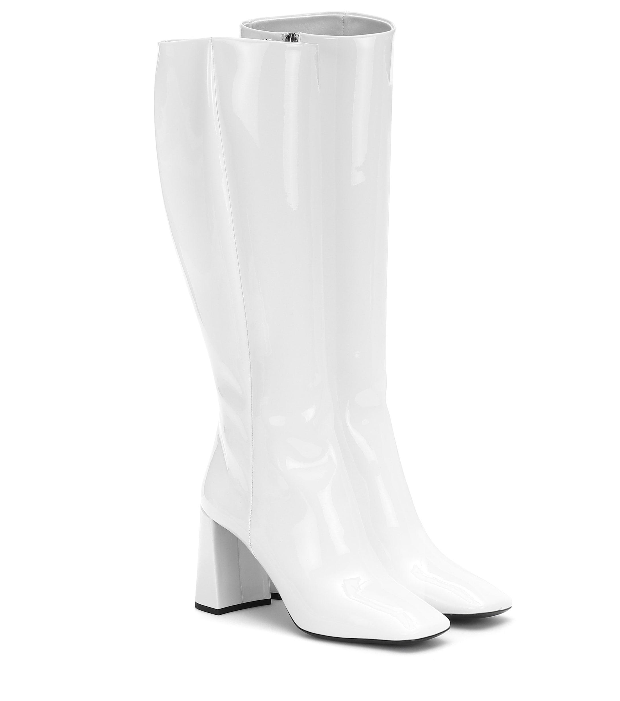 Prada Patent Leather Boots in White - Lyst