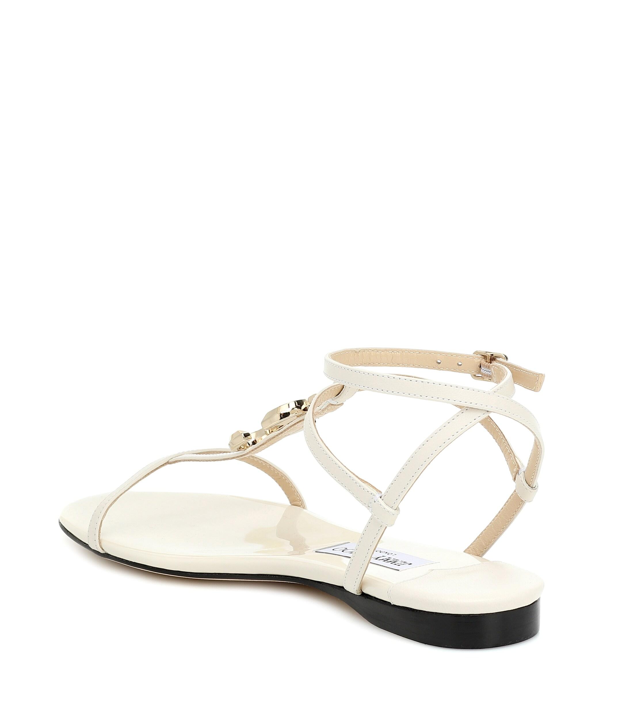 jimmy choo white flat sandals