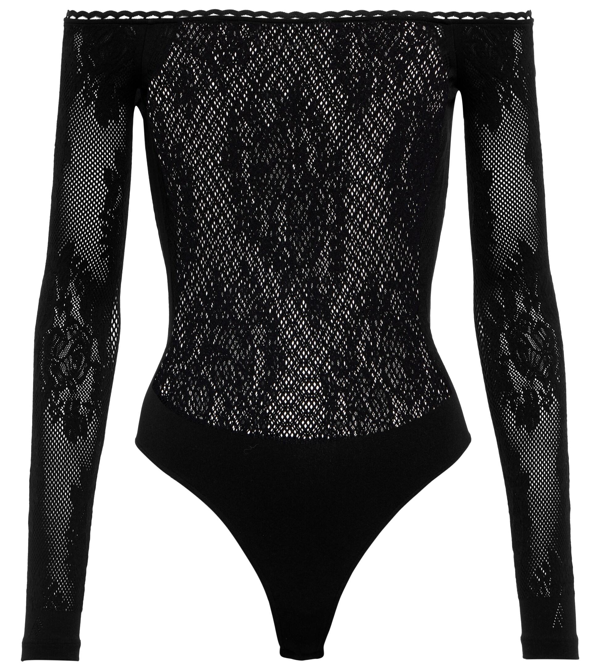 The Attico Lace Off-shoulder Bodysuit in Black | Lyst