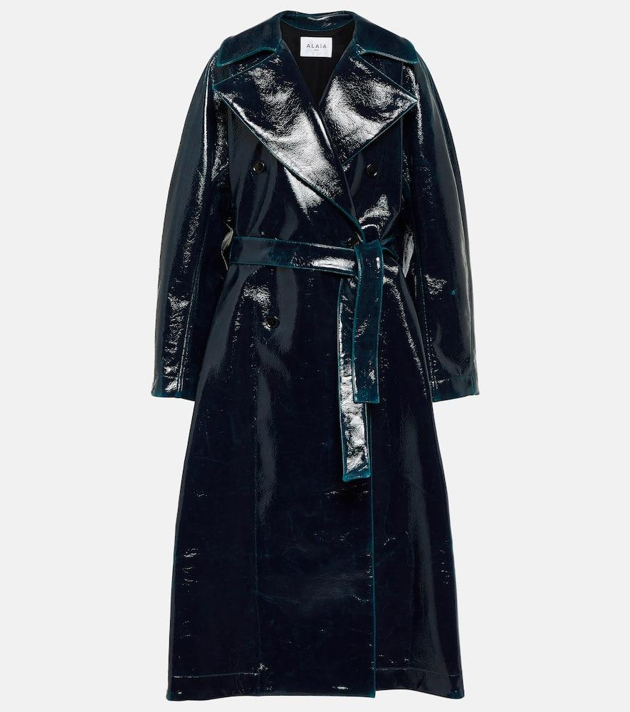 コート Alaia Wool Blend Wrap Trench Coat Alaïa Coated Wool-Blend Trench Coat in Blue | Lyst