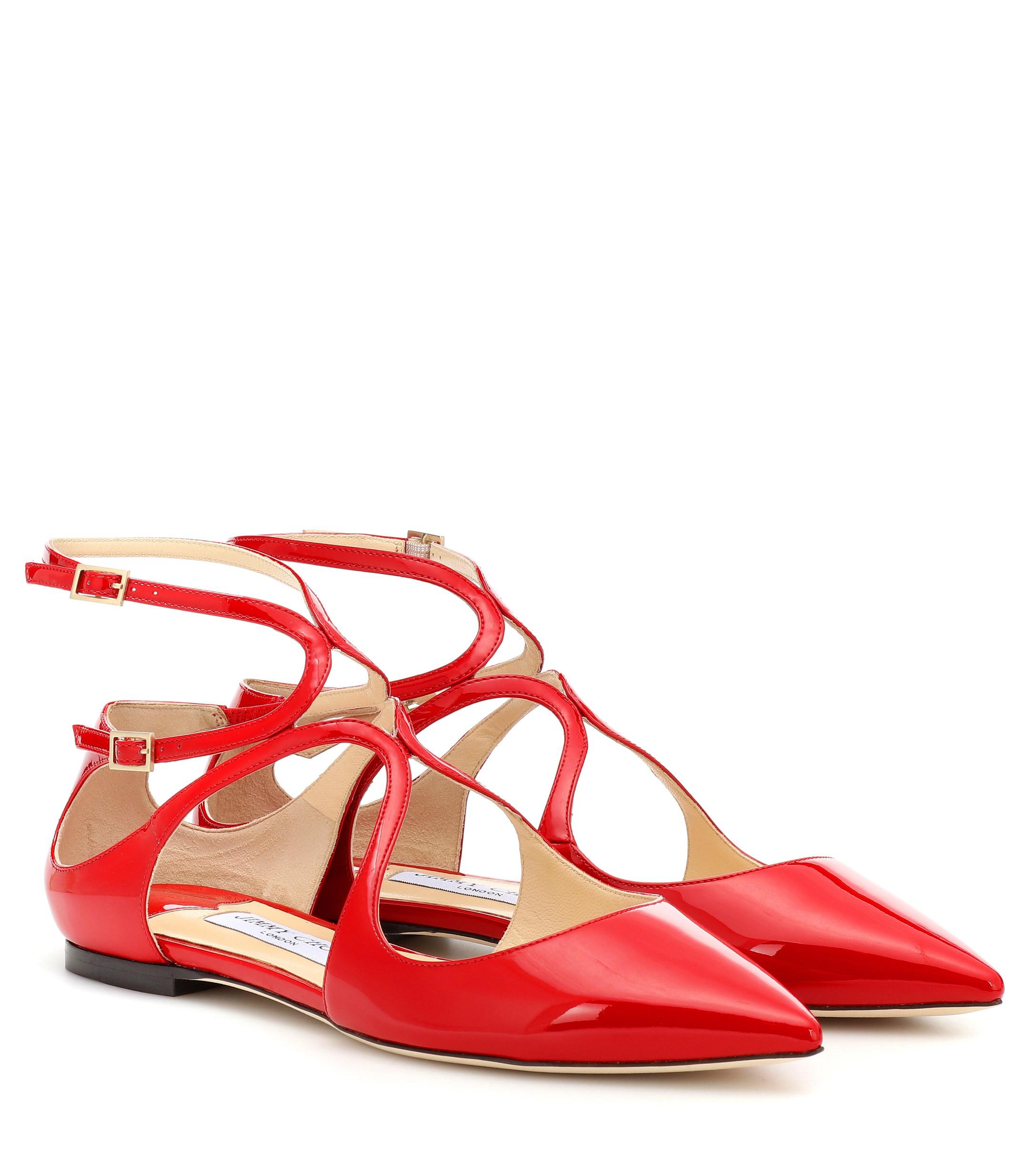 Jimmy Choo Lancer Patent Leather Ballet Flats in Red - Save 6% - Lyst