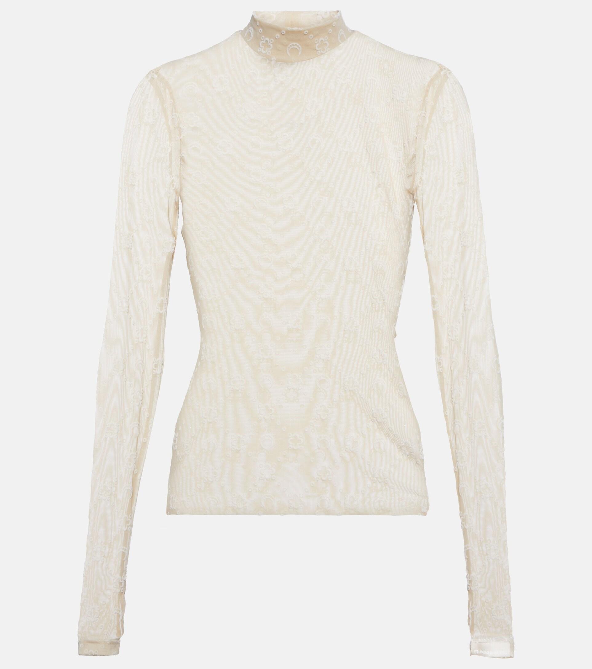 Marine Serre Moonogram High-neck Mesh Top in White | Lyst