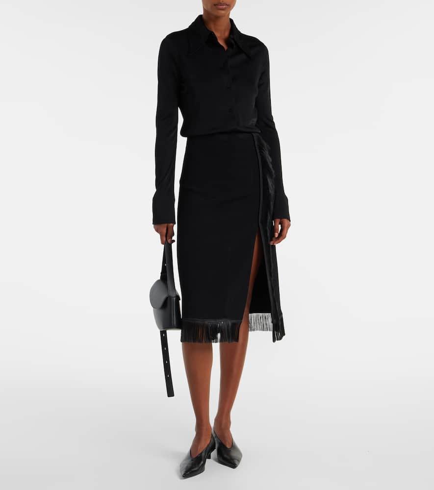 スカート JIL SANDER Woman Skirt Black J03MA0239J40228 976 JIL SANDER Belted cotton-poplin midi skirt | NET-A-PORTER