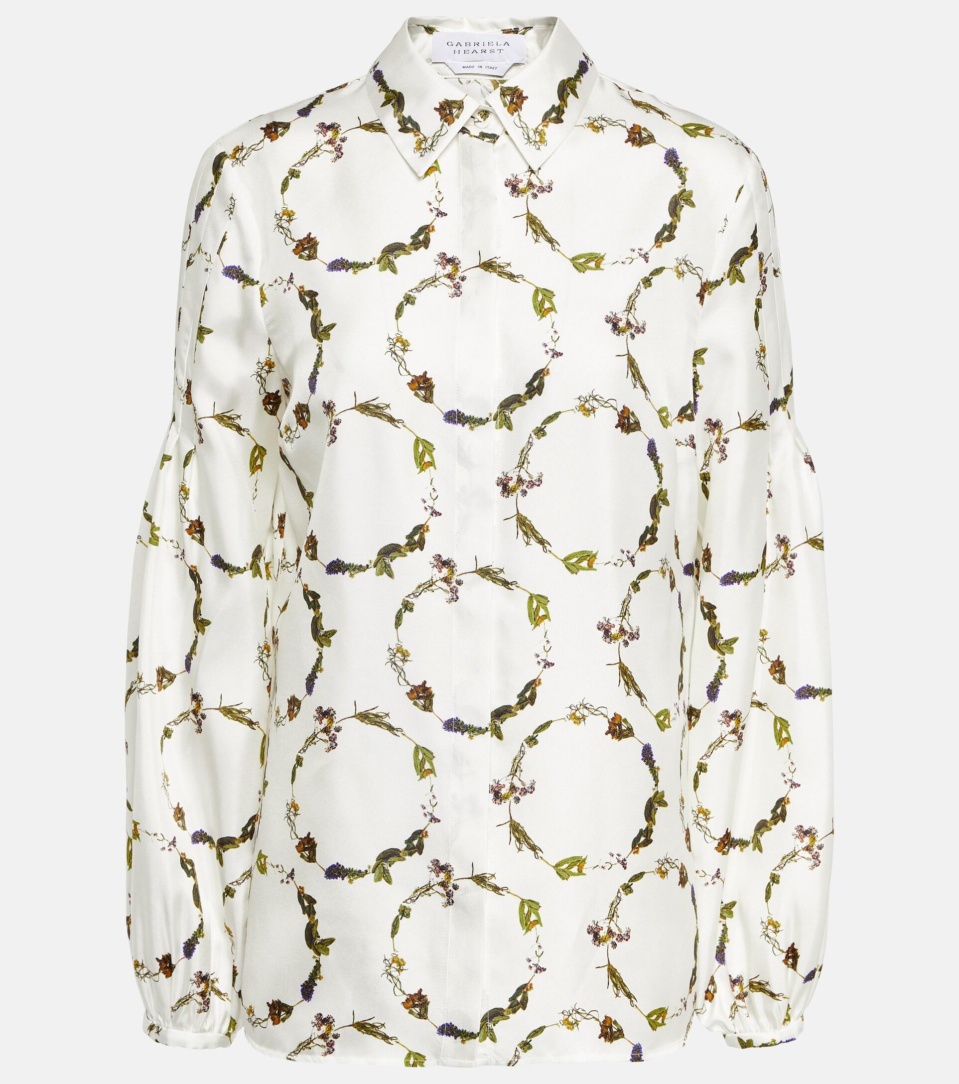 Gabriela Hearst Selene Floral Silk Shirt in White | Lyst