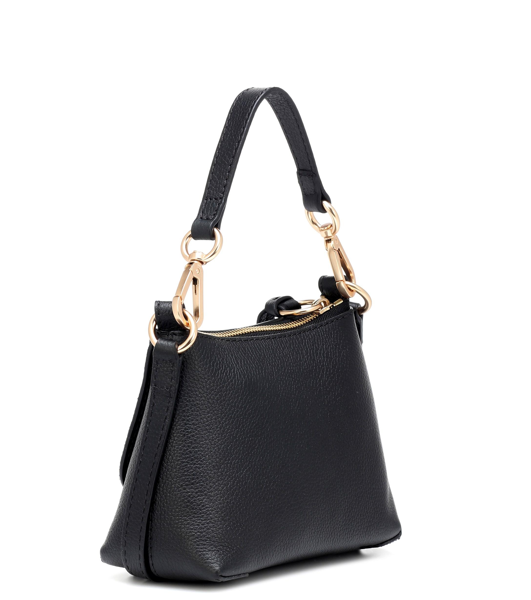 See By Chloé Suede Joan Mini Leather Shoulder Bag in Black - Lyst