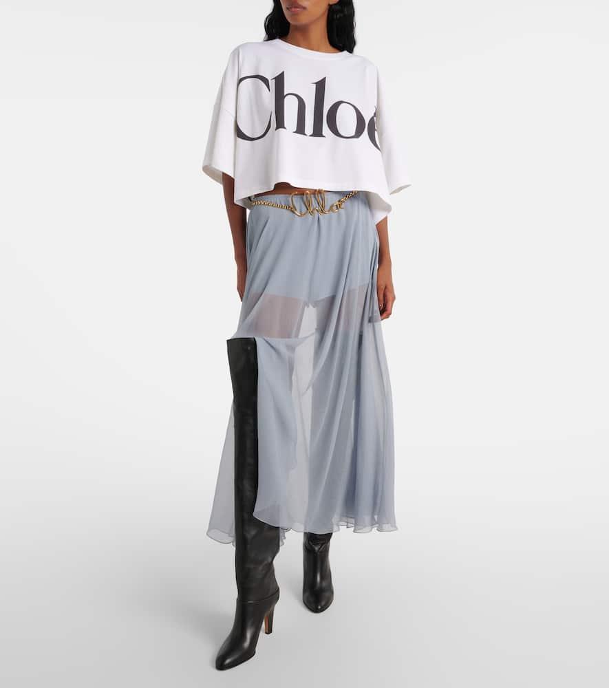 スカート Chloe SILK GEORGETTE LONG SKIRT Chloé Tiered Long Skirt In Silk Georgette & Lace | Chloé US