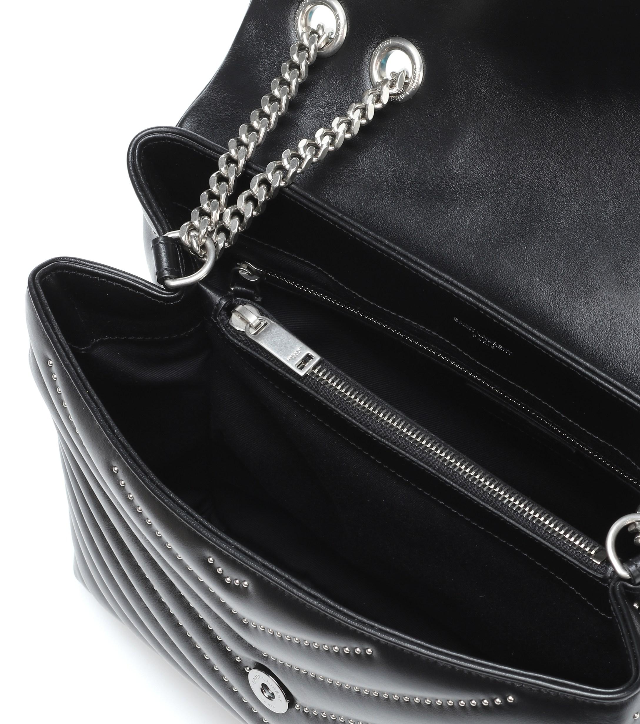 Saint Laurent Medium Loulou Monogram Studded Leather Shoulder Bag in Nero  (Black) - Lyst