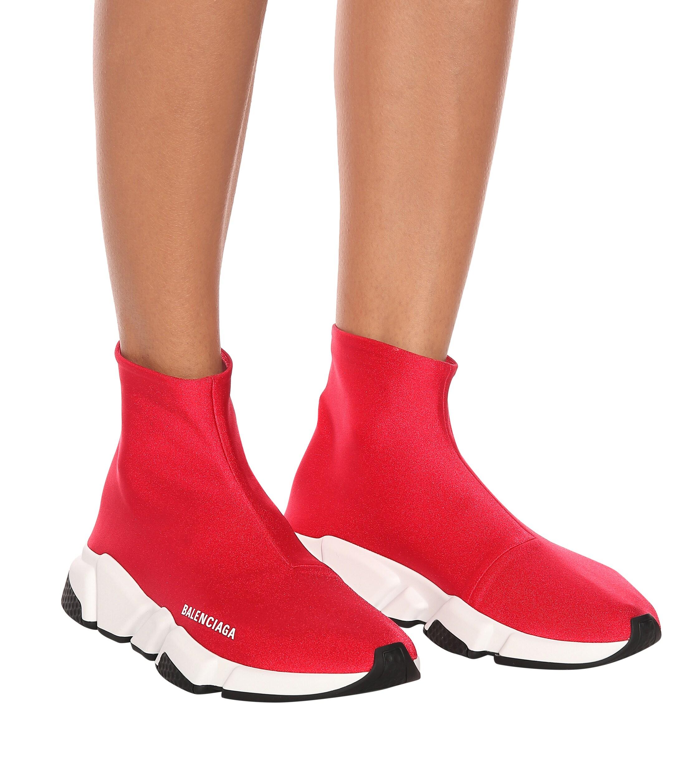 balenciaga red leather trainers