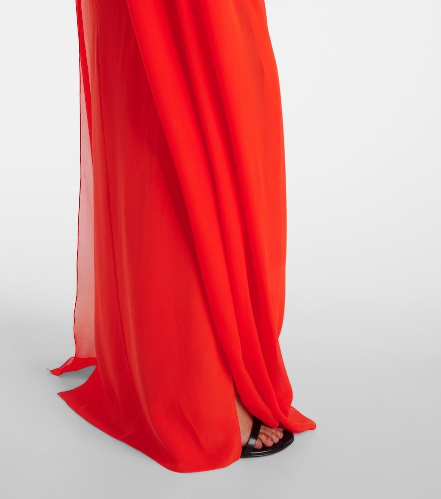 givenchy red cape dress Draped evening dress in chiffon with cape