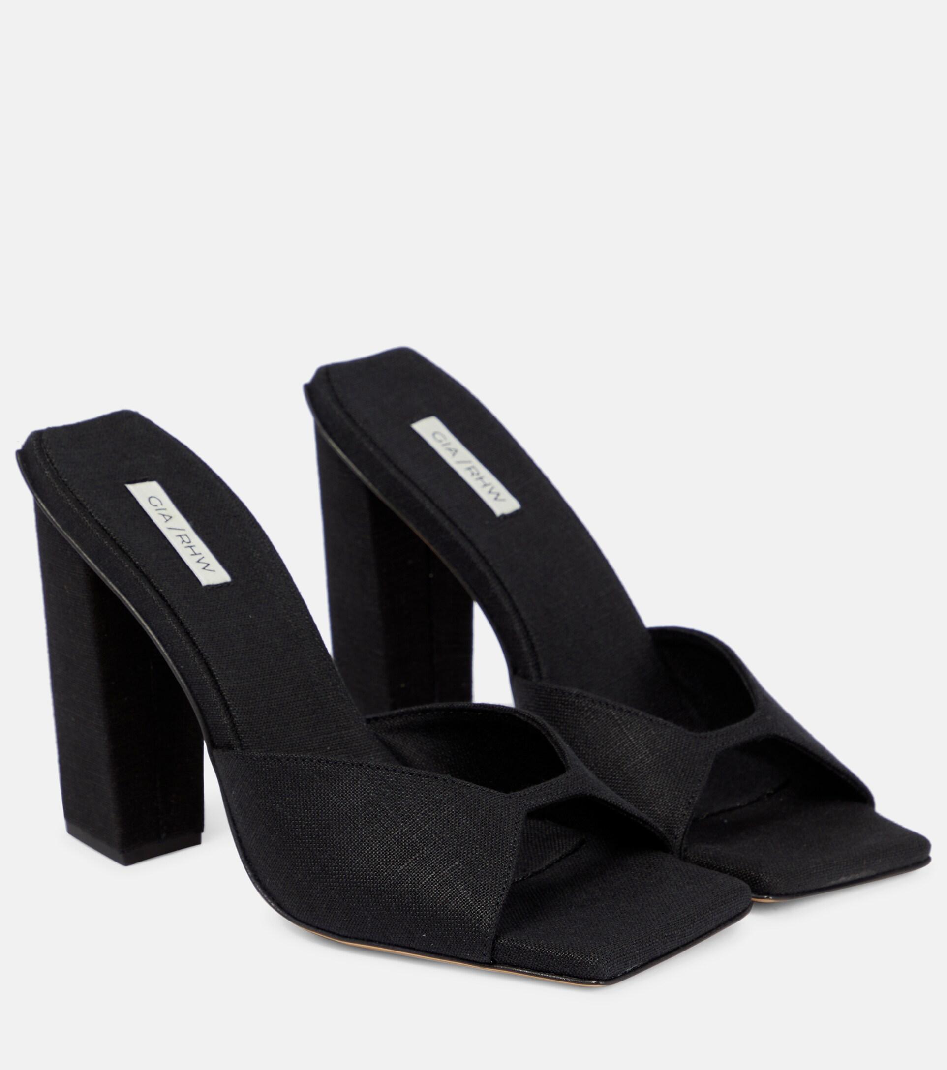 Gia Borghini Gia/rhw Rosie 14 Linen Sandals in Black | Lyst
