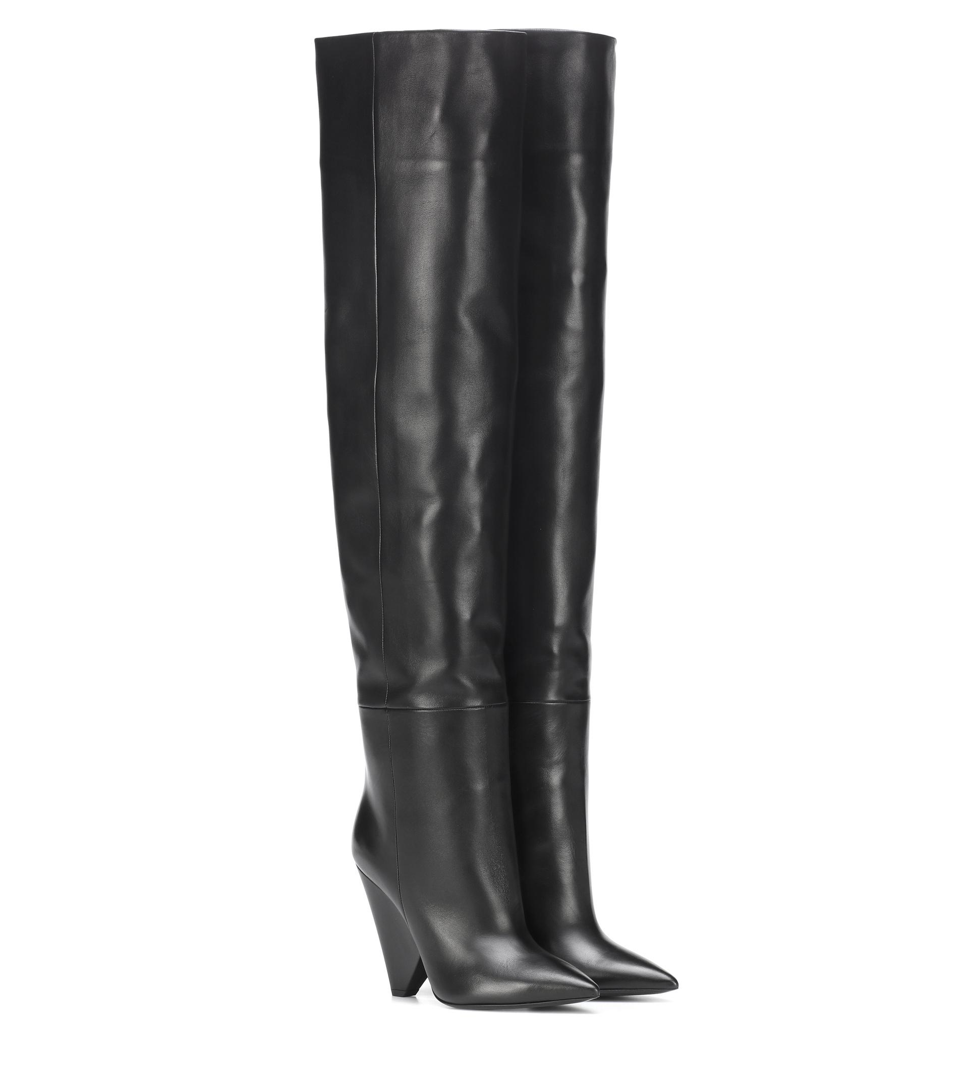 Saint Laurent Niki 105 Leather Boots in Black - Save 79% - Lyst