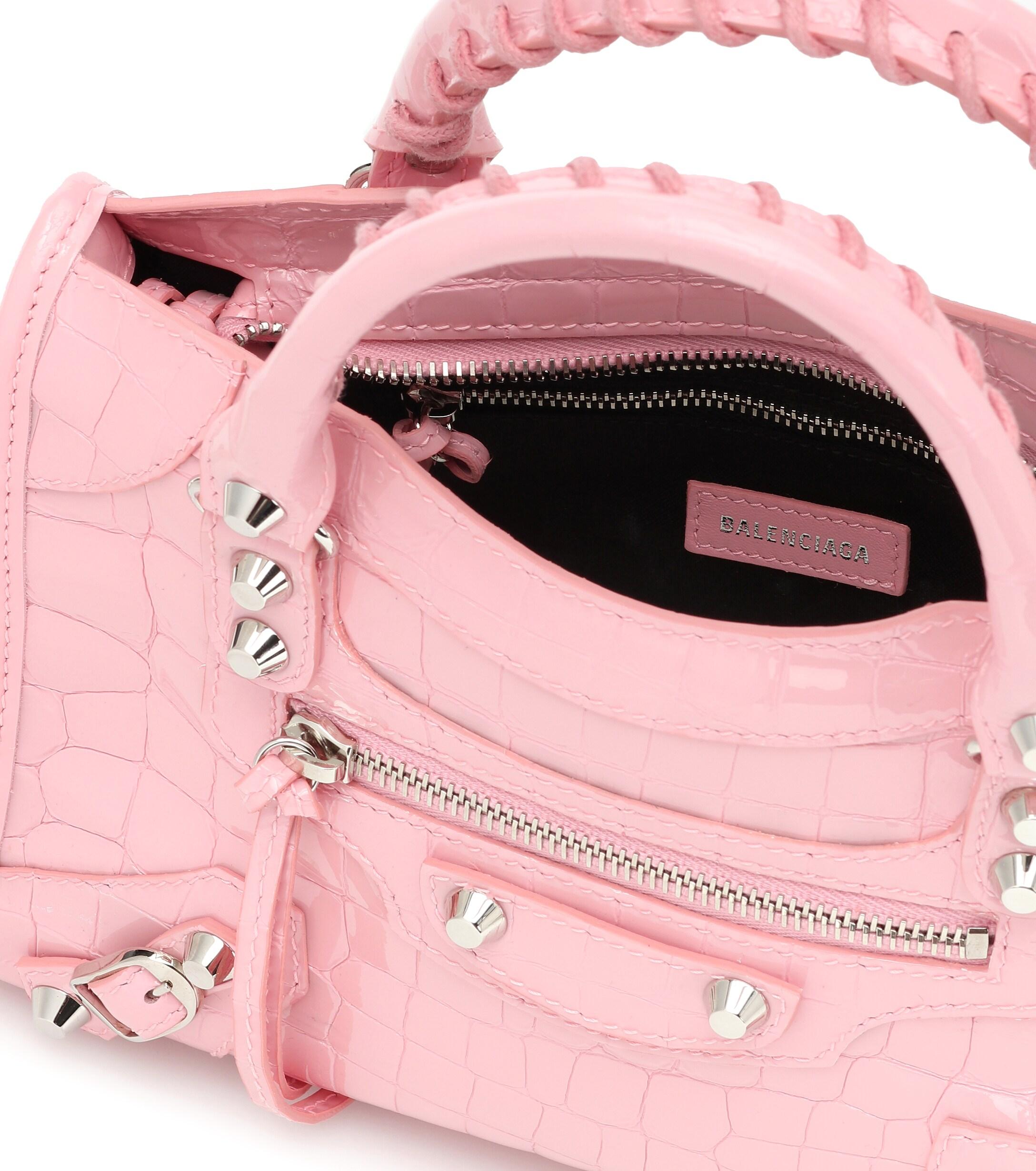 Balenciaga Leather Classic City Croceffect Shoulder Bag in Pink Lyst