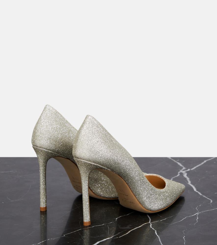 Jimmy Choo Romy 100 Glitter-embellished Pumps in White | Lyst