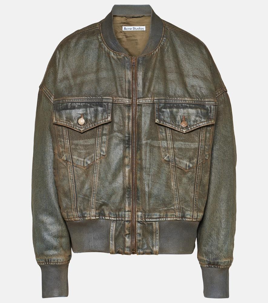 Acne Studios Coated Denim Bomber Jacket in Green | Lyst