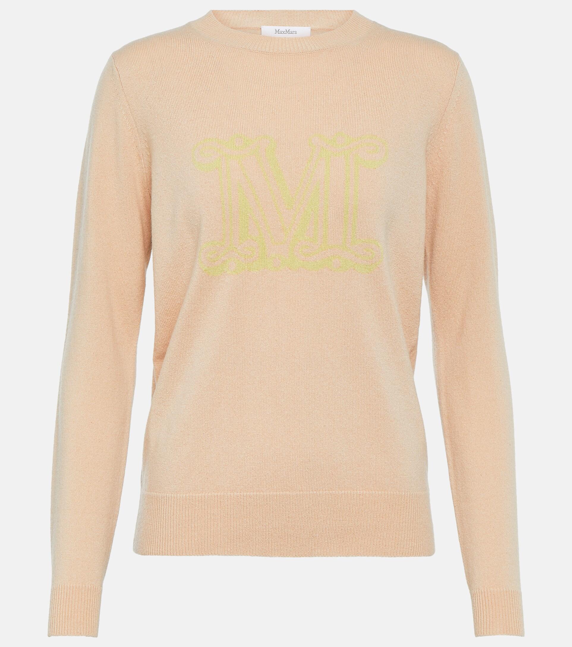 Max Mara Pamir Logo Cashmere Sweater in Natural | Lyst