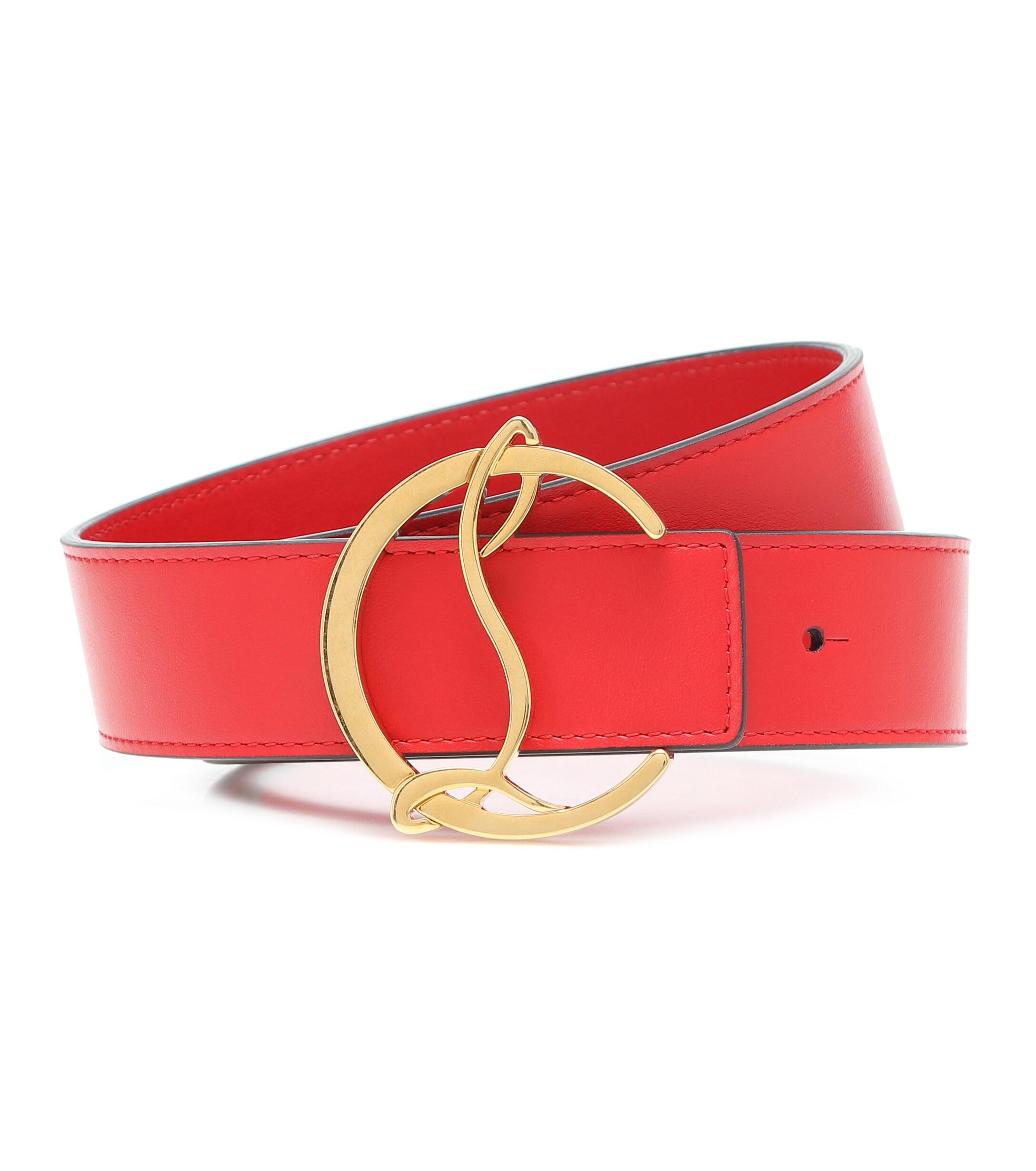 Christian Louboutin Cl Logo Leather Belt in Red - Lyst