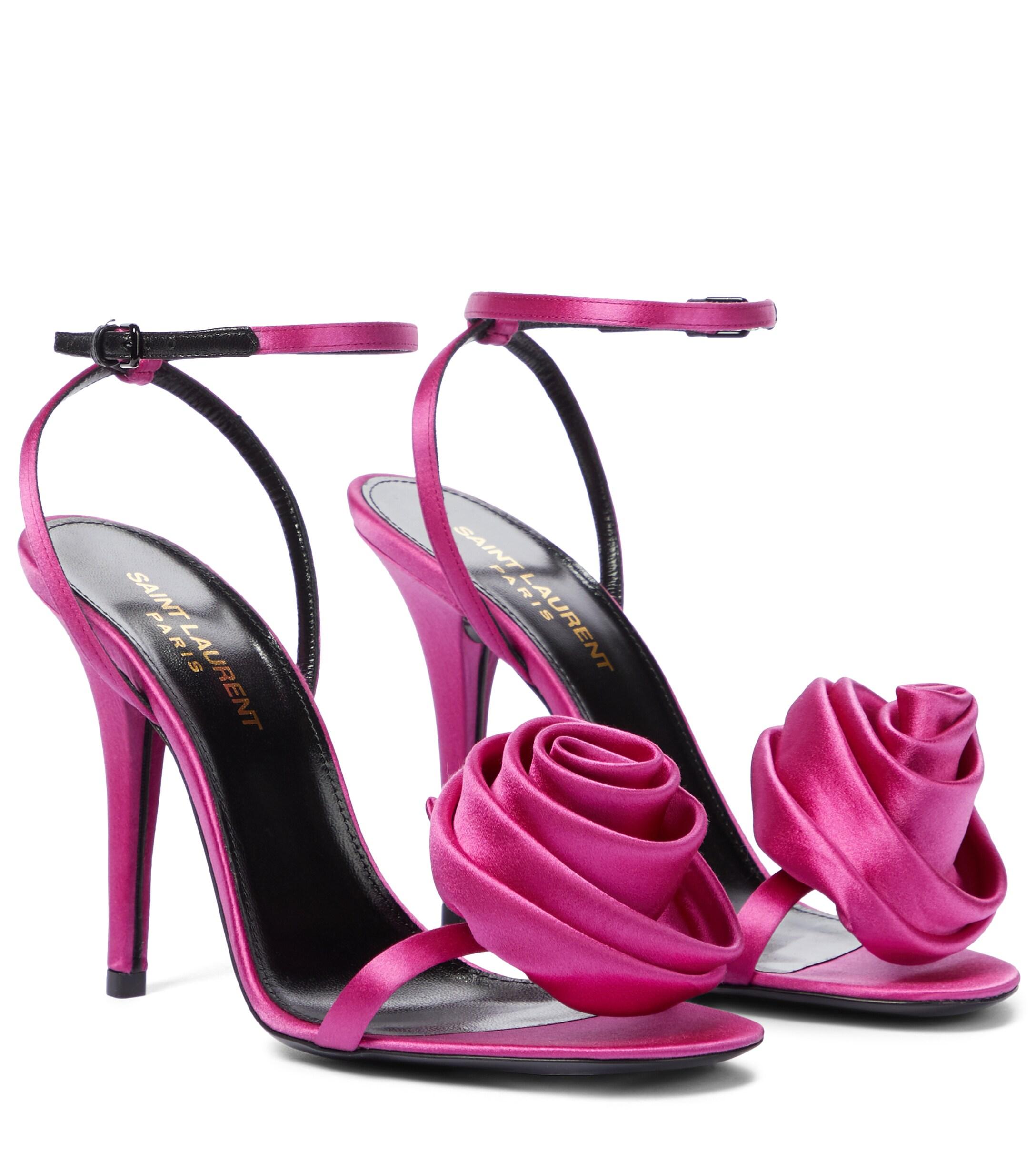 Productivity Endless market Saint Laurent Ivy Silk Sandals in Pink | Lyst