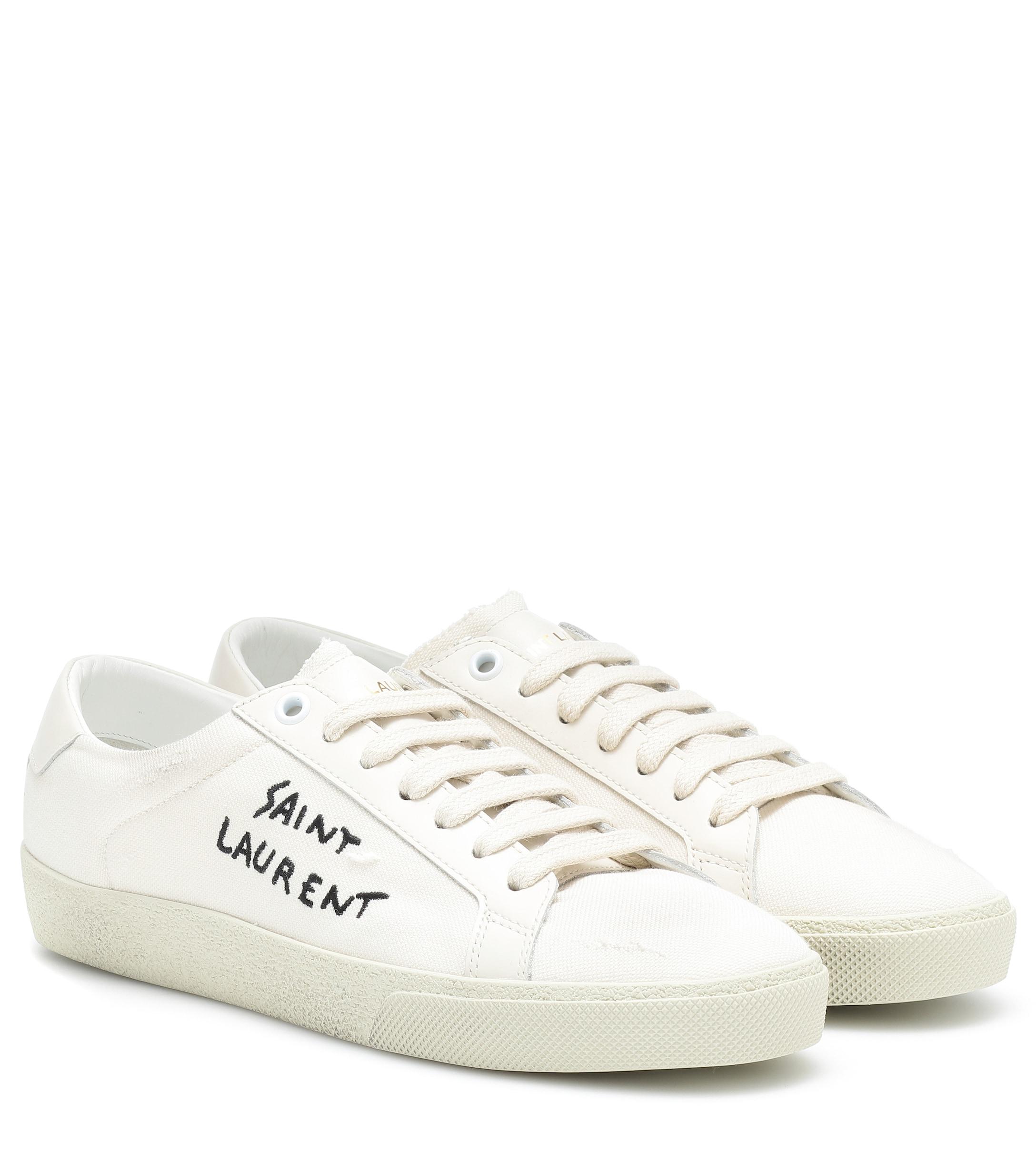 Saint Laurent Canvas Court Classic Sl06 Embroidered Sneakers In Fabric And Leather Save 8 Lyst 1503