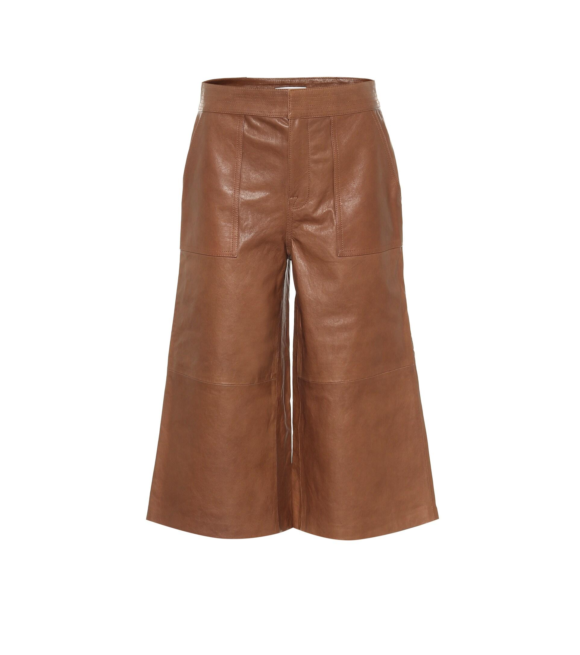 FRAME Leather Culottes in Brown | Lyst
