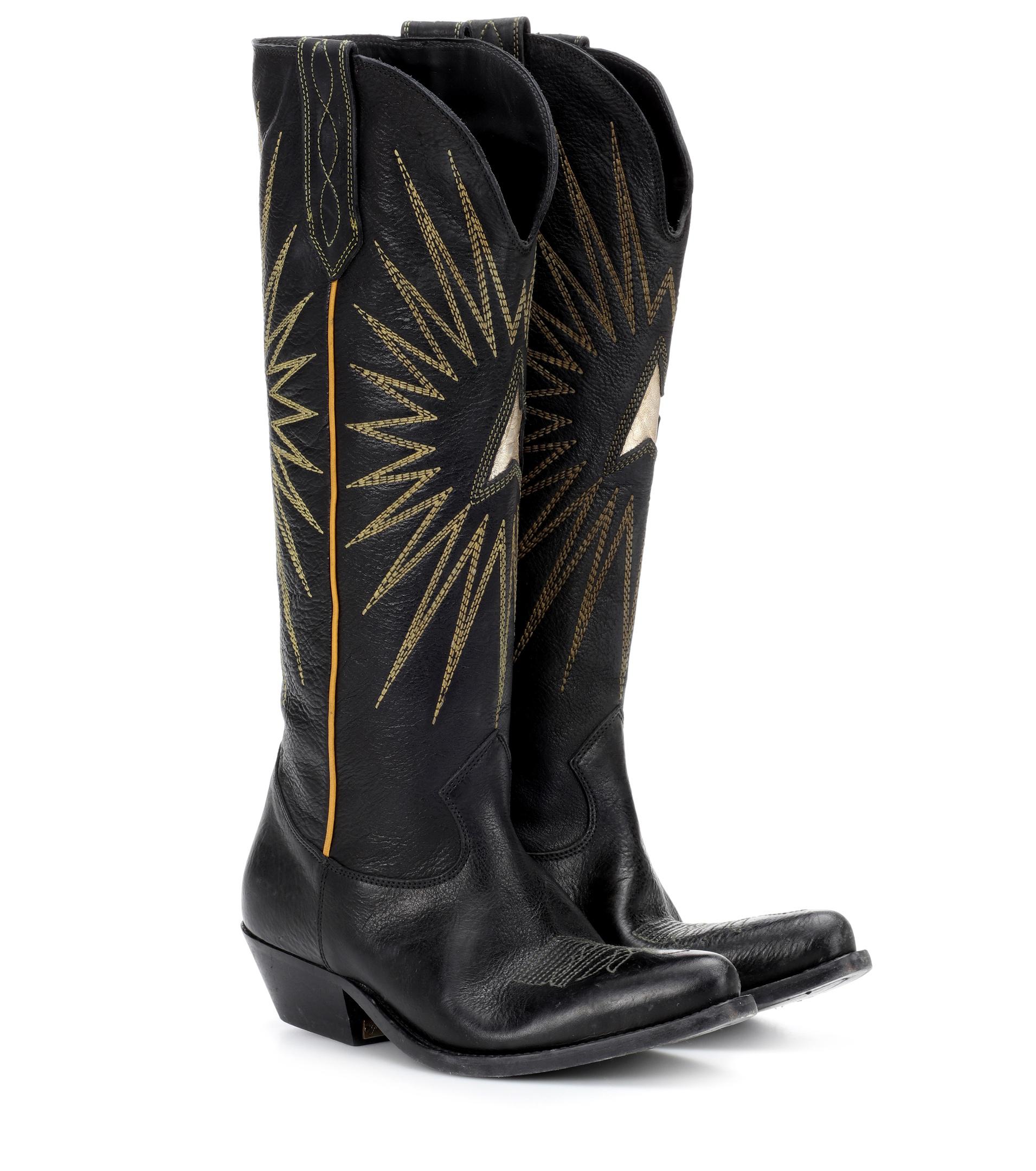 Golden Goose Deluxe Brand Wish Star Leather Cowboy Boots in Black