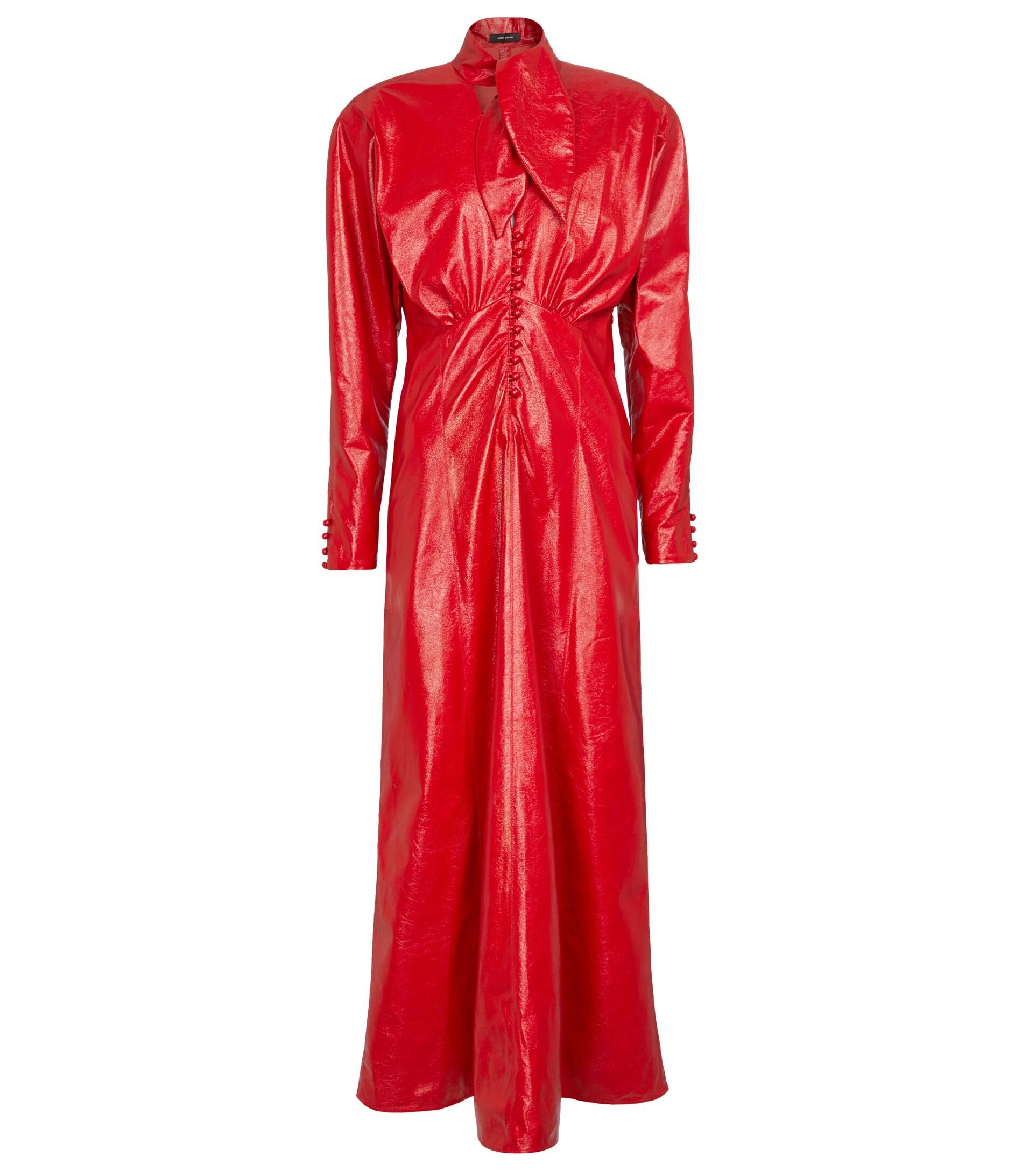 Isabel Marant Genazuli Faux Leather Maxi Dress in Red | Lyst