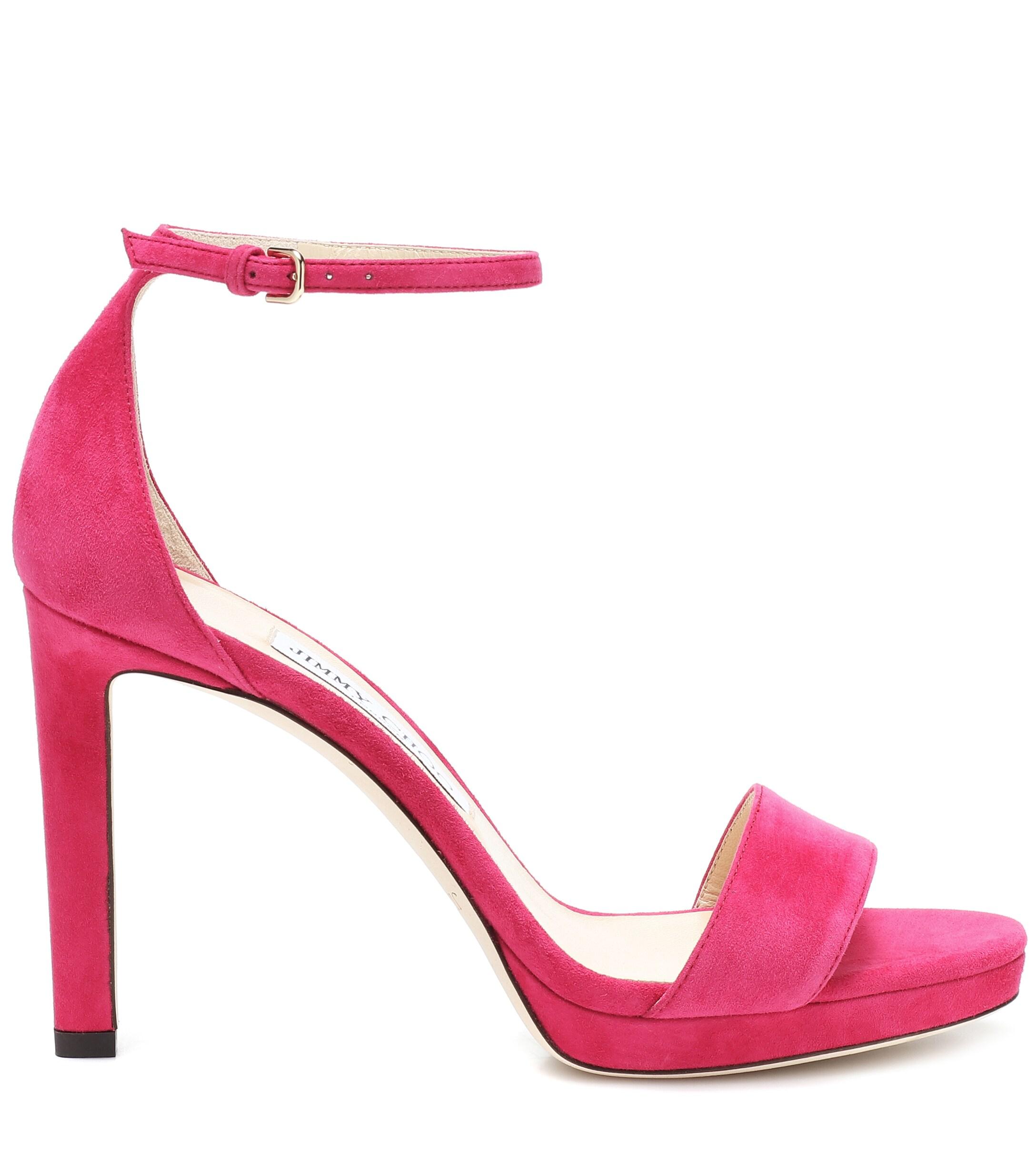 Jimmy Choo Misty 100 Suede Sandals in Raspberry (Pink) - Lyst