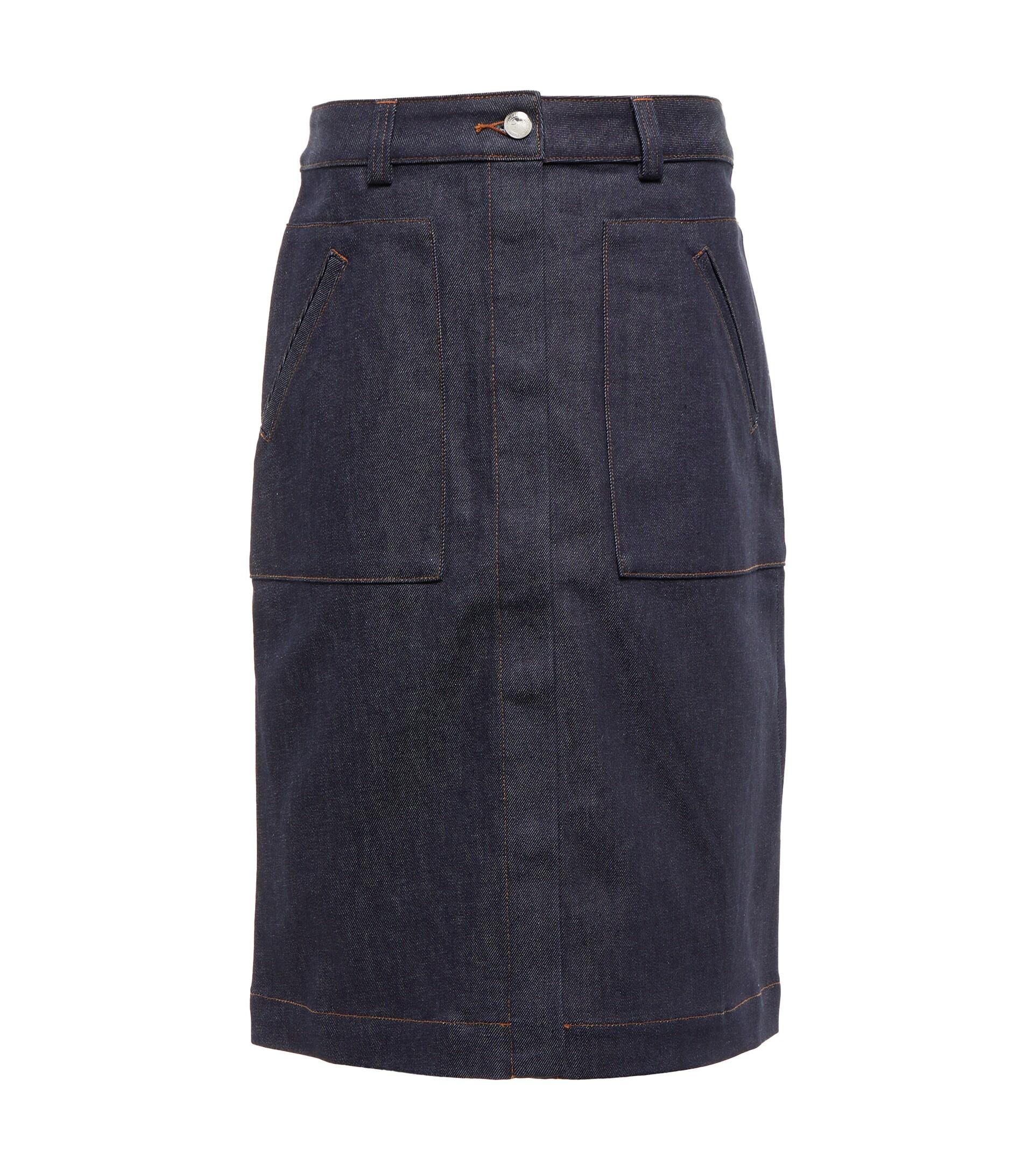 A.P.C. Antia Denim Midi Skirt in Blue | Lyst
