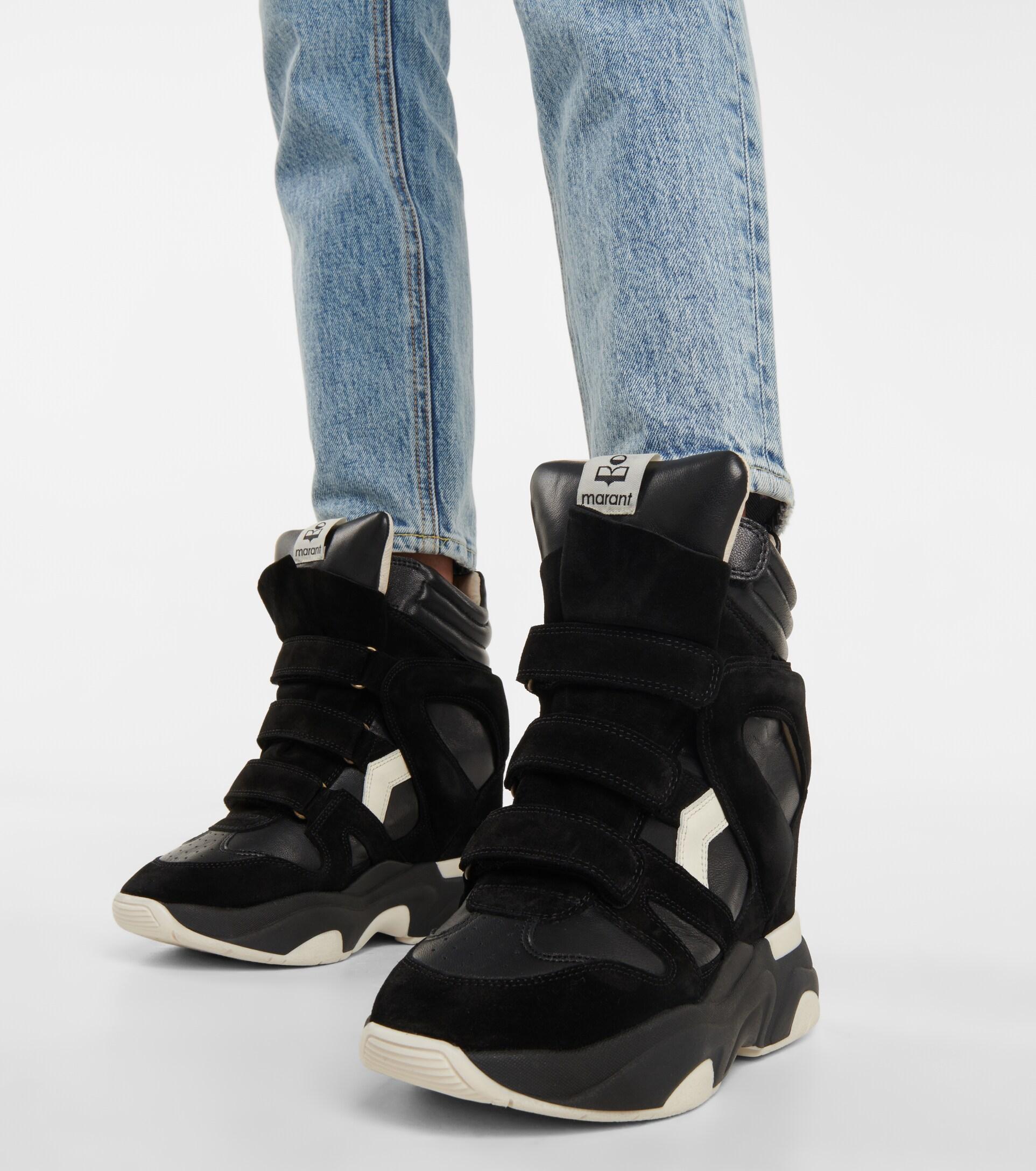 sort Prelude afspejle Isabel Marant Balskee Leather Wedge Sneakers in Black | Lyst