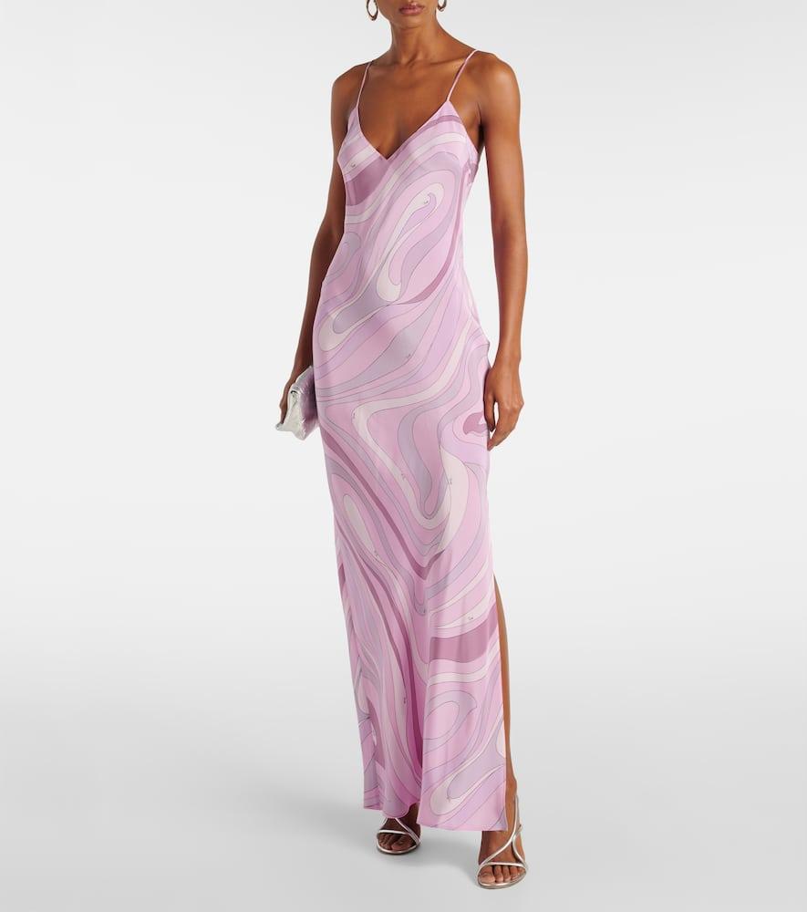 pucci marmo silk slip dress PUCCI Marmo Satin Slip Dress in Black