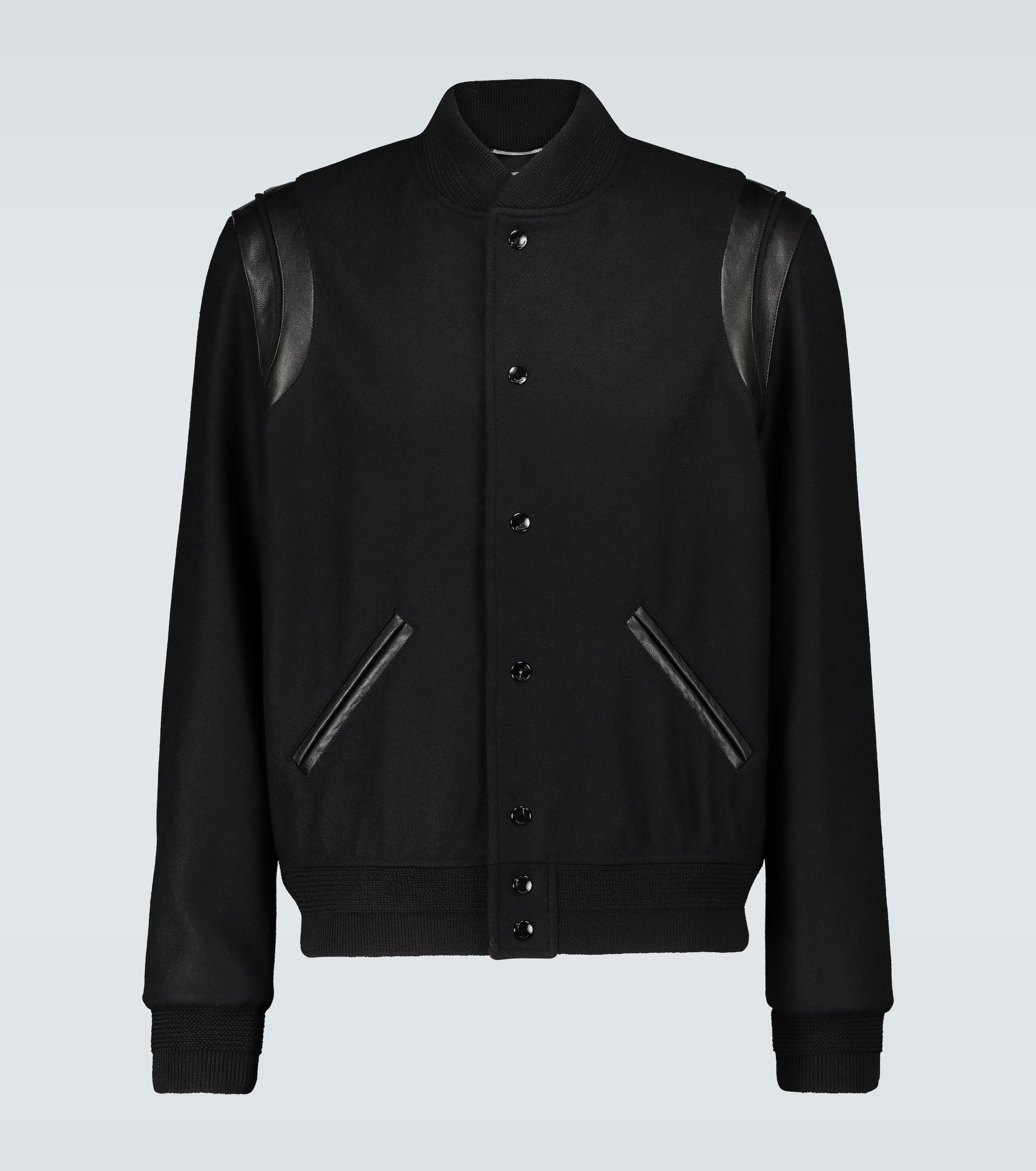 Saint Laurent Teddy Varsity Jacket in Black for Men | Lyst Canada