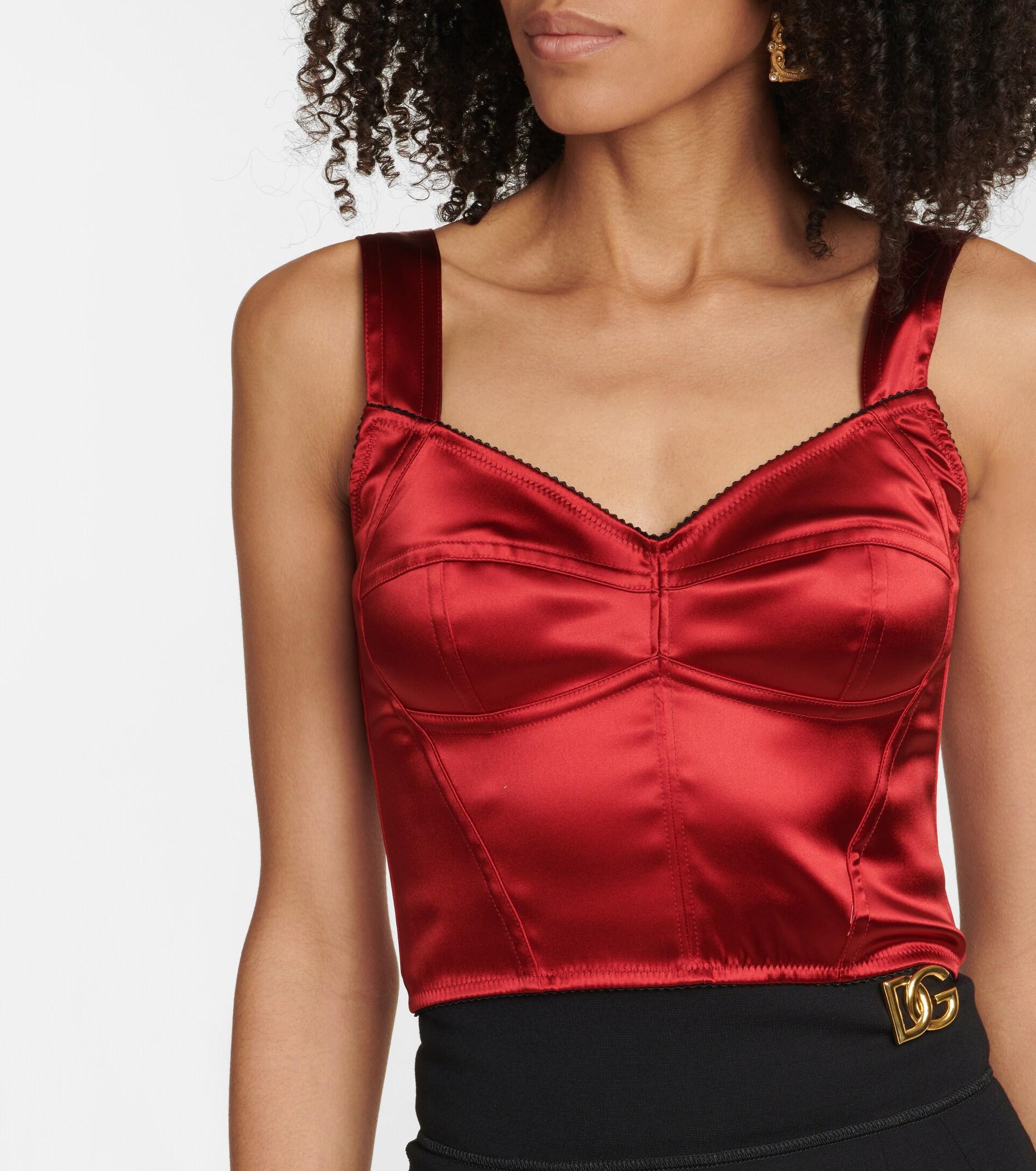 Dolce & Gabbana Satin Bustier Top in Red | Lyst