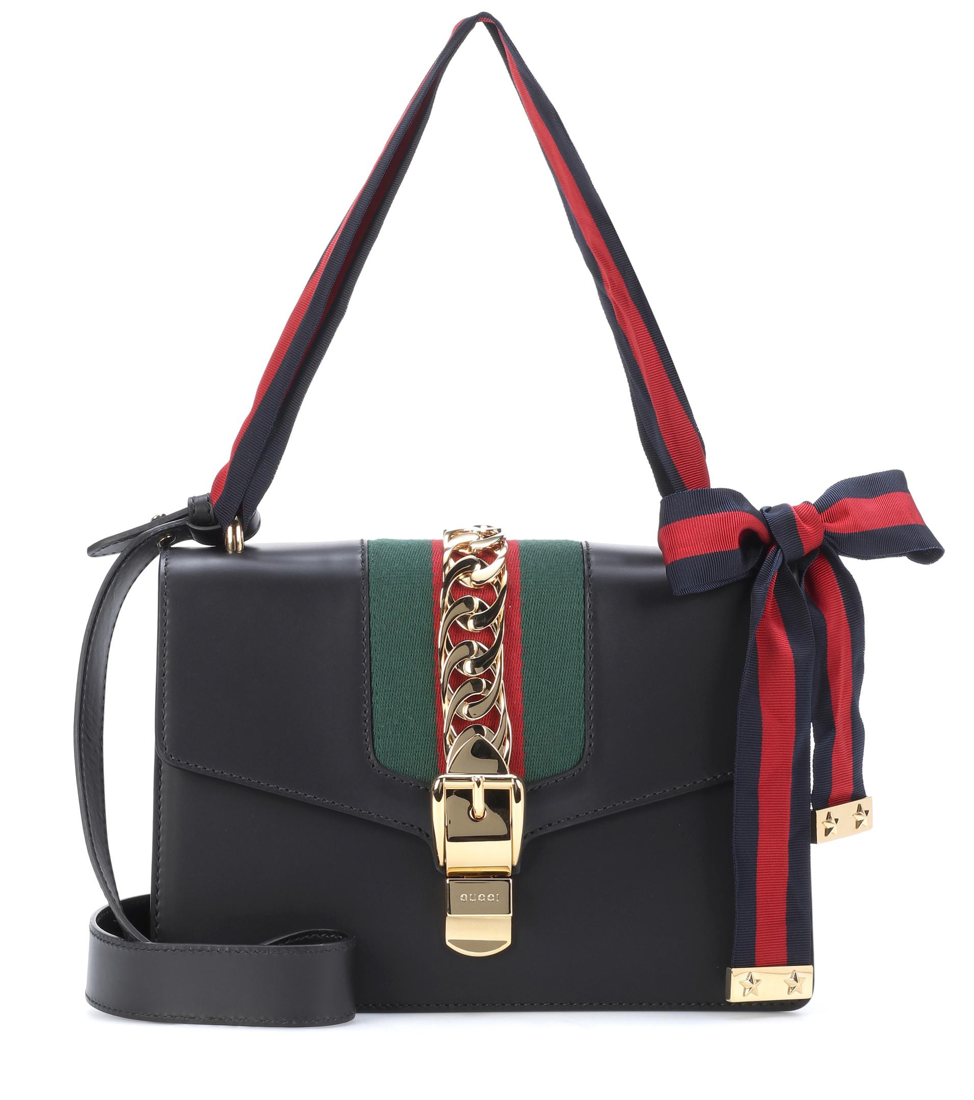 Gucci Sylvie Leather Shoulder Bag in Black - Lyst