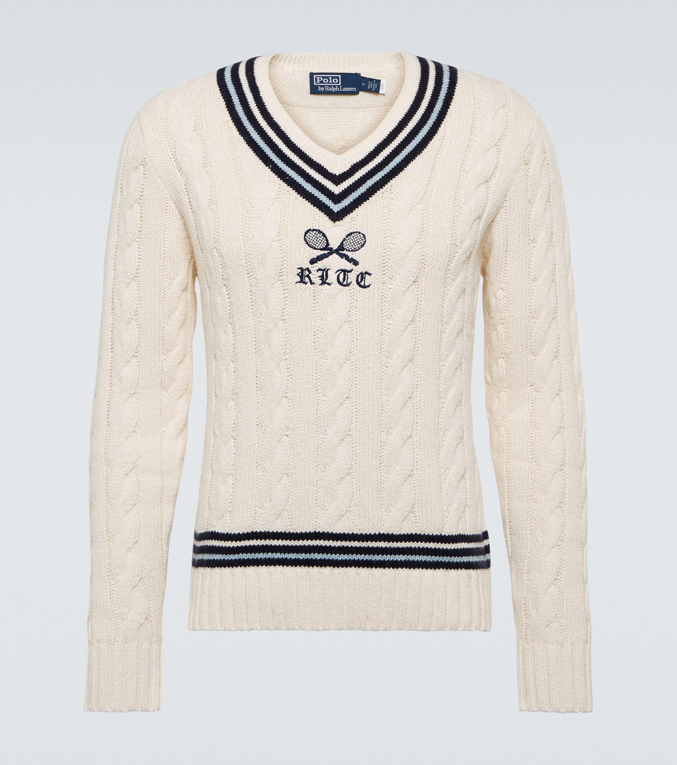 Polo Ralph Lauren Cable-knit V-neck Sweater in Natural for Men | Lyst  Australia