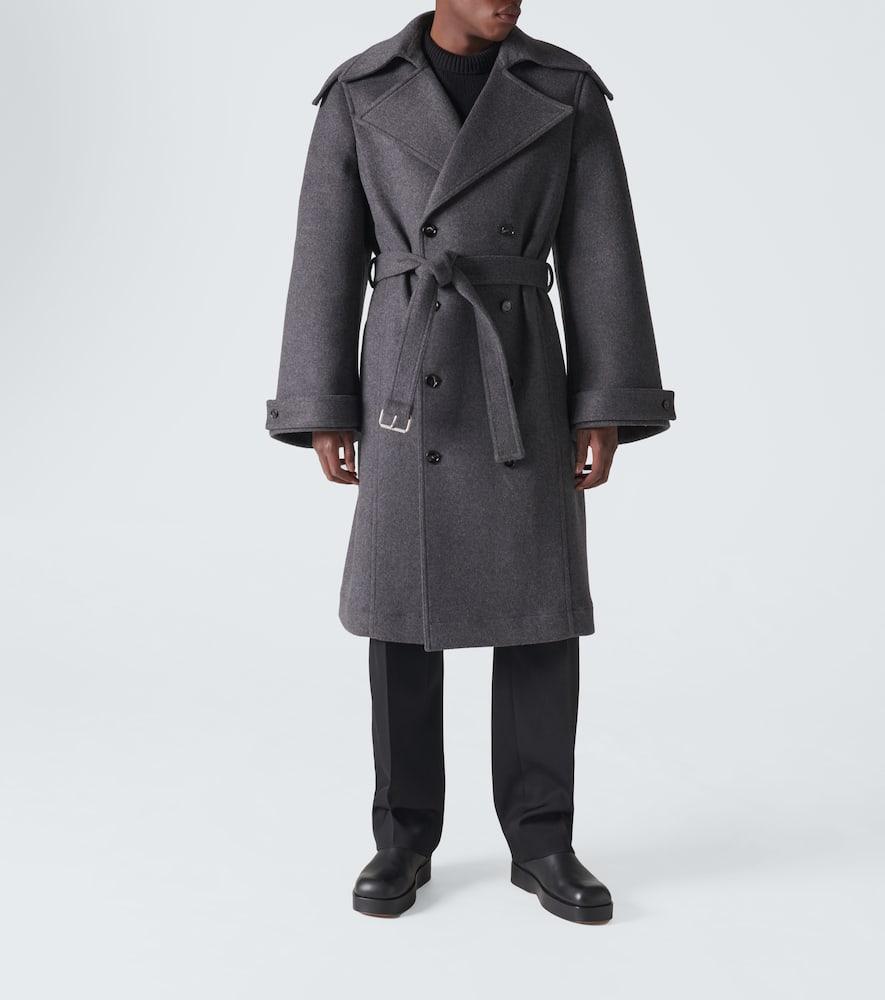 Bottega Veneta Belted Wool Trench Coat in Grey for Men | Lyst UK