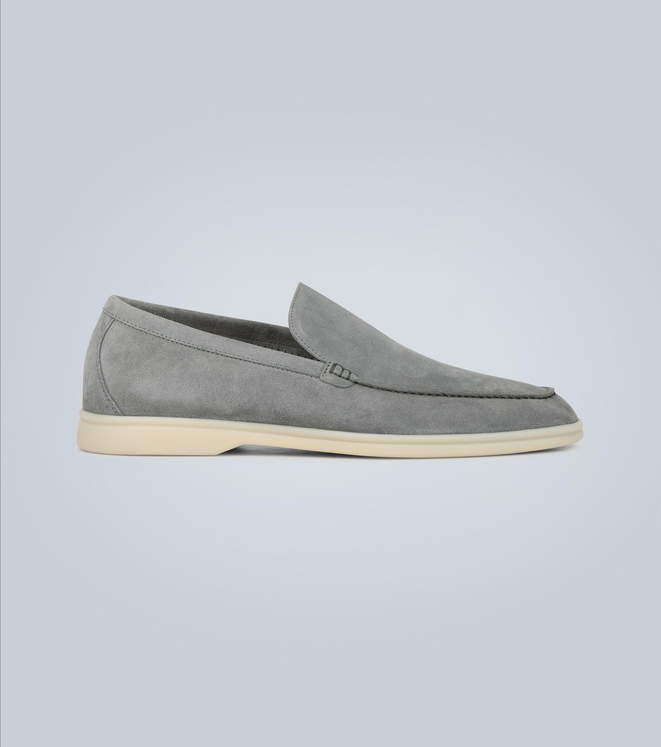 Loro Piana Summer Walk Suede Loafers in Gray for Men | Lyst