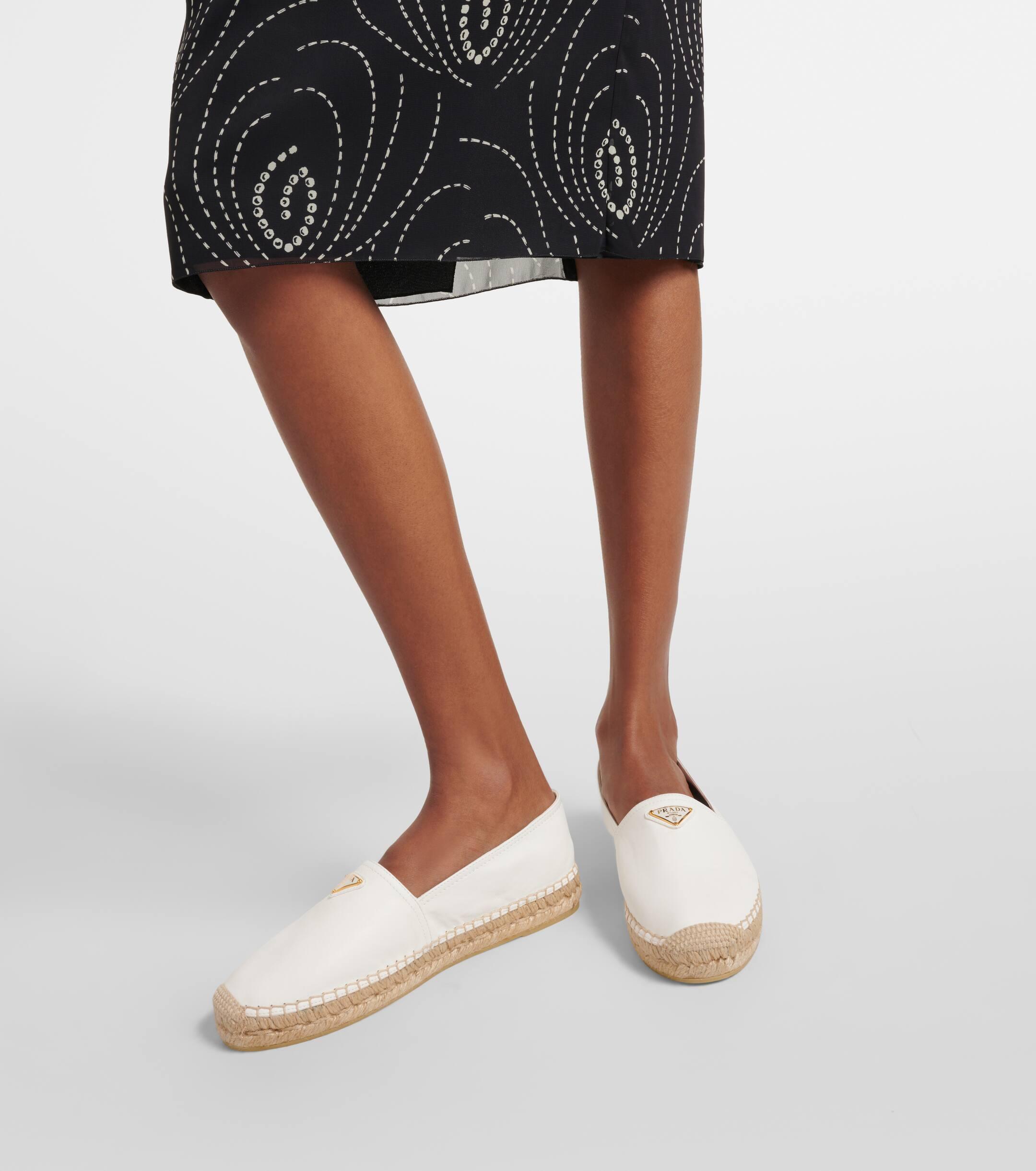 Prada Logo Leather Espadrilles in White | Lyst UK