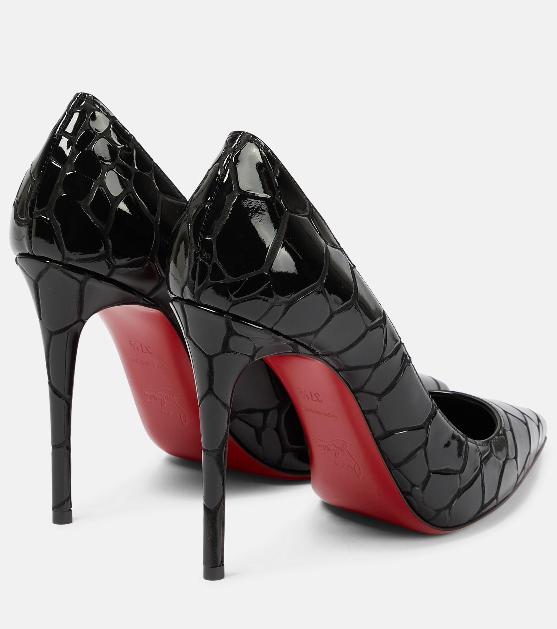 Christian Louboutin Kate 100 Croc-effect Leather Pumps in Black