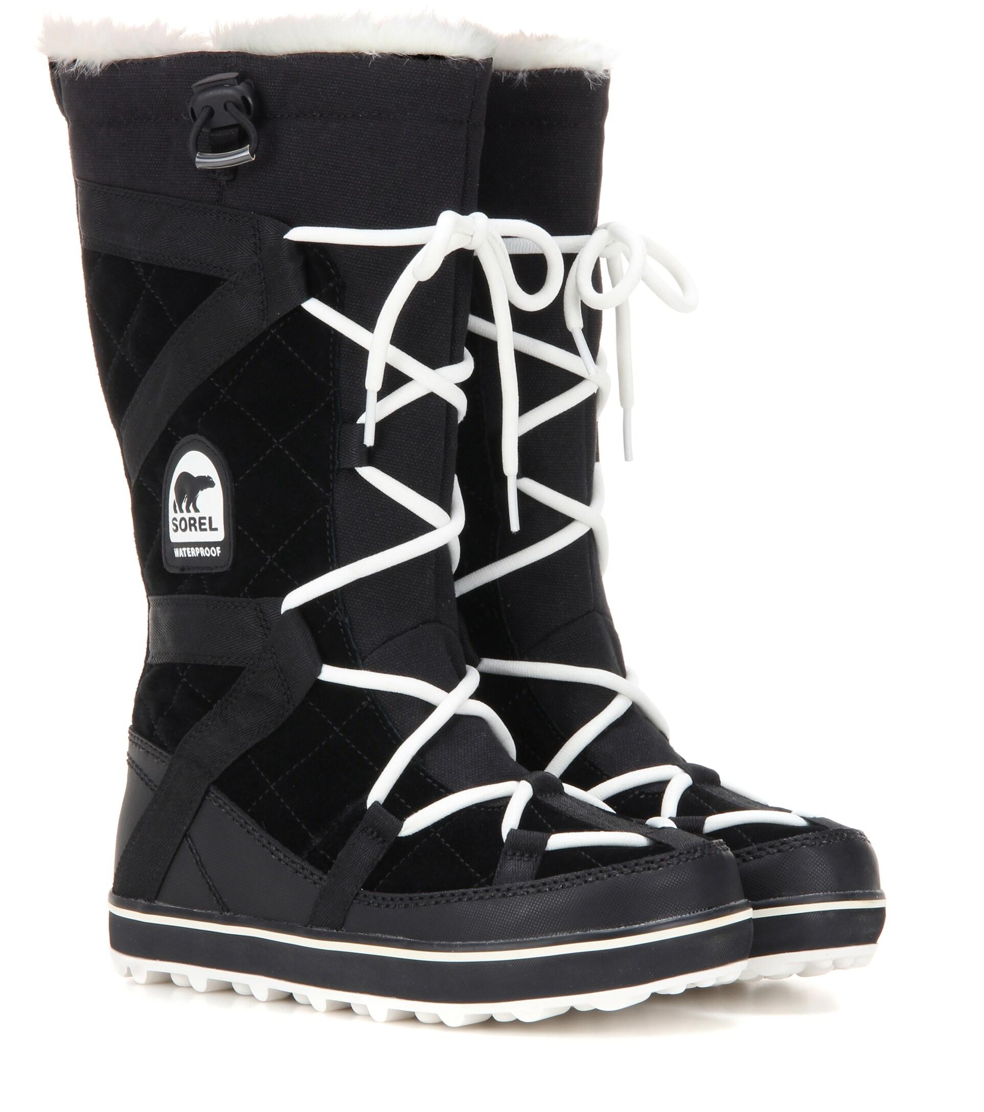 Sorel Glacy Explorer Suede Boots in Black | Lyst
