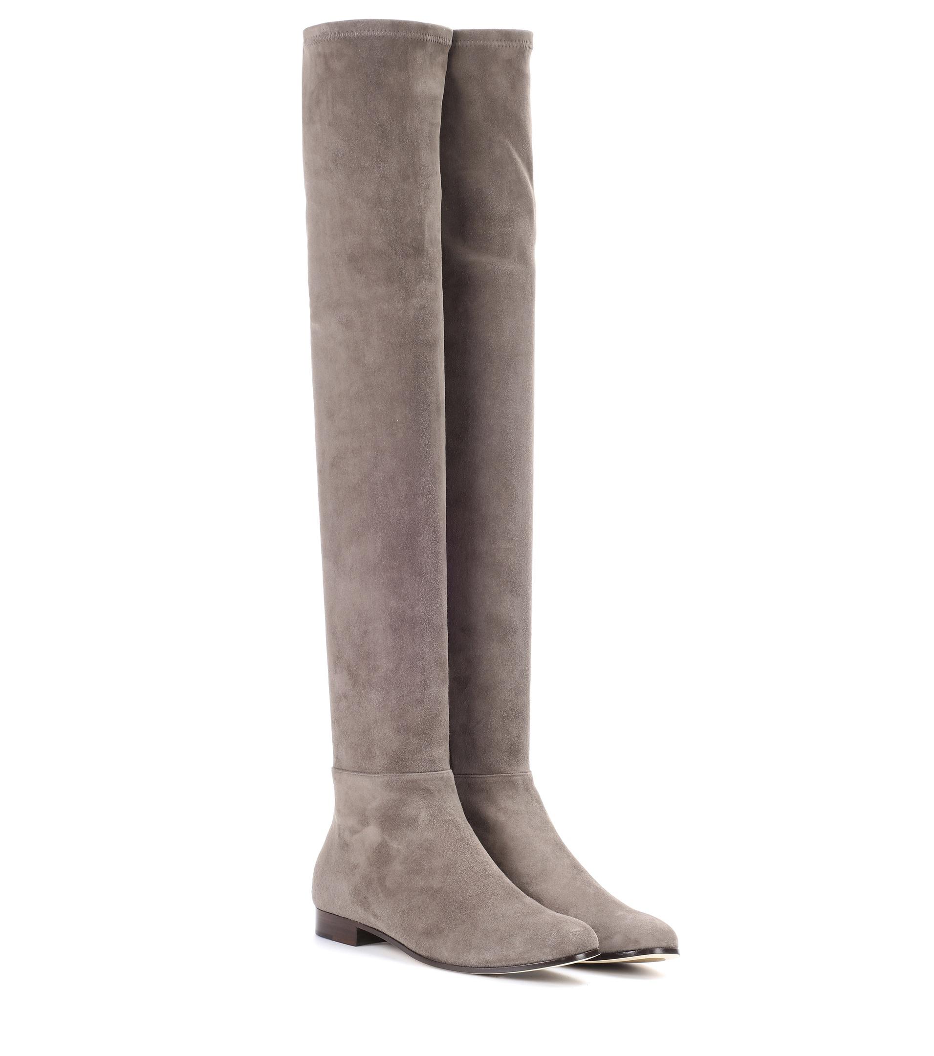 grey over the knee flat boots